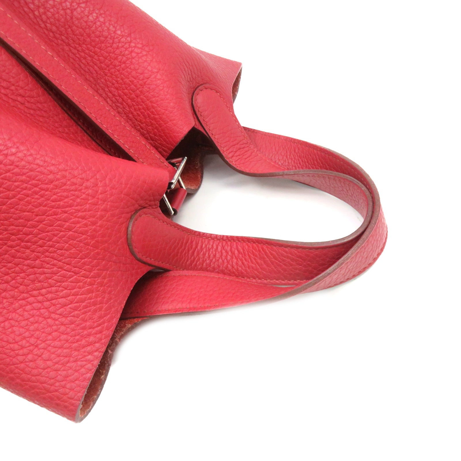 HERMES 【激減優惠】Clemence皮革Picotin PM Hand Bag銀扣手挽袋Rouge Garance色/紅色