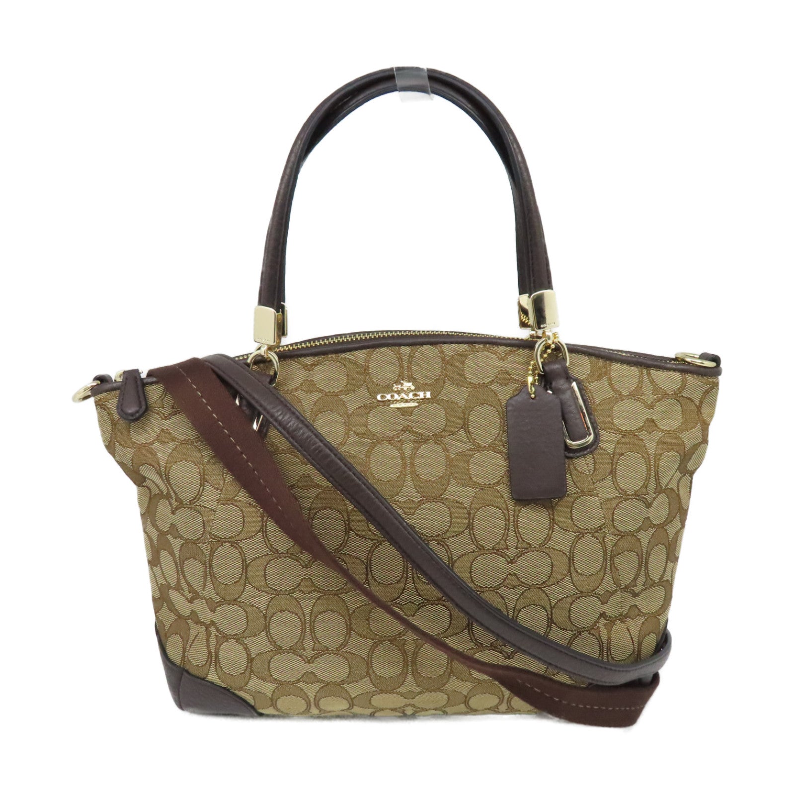 COACH 帆布2way Shoulder Bag金扣手挽肩背兩用袋啡色