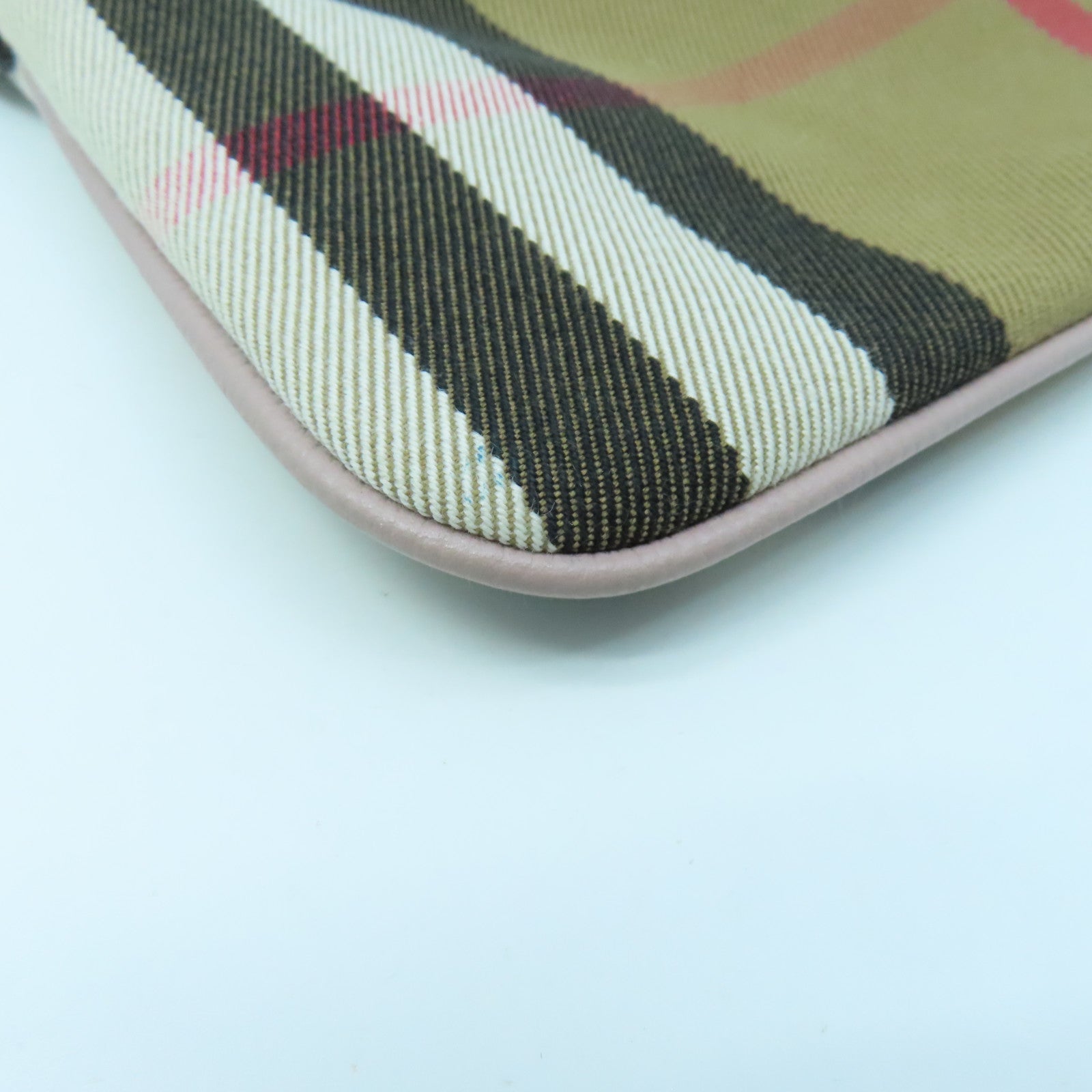 BURBERRY 帆布/牛皮皮革Shoulder Bag金扣肩背袋啡色/粉紅色