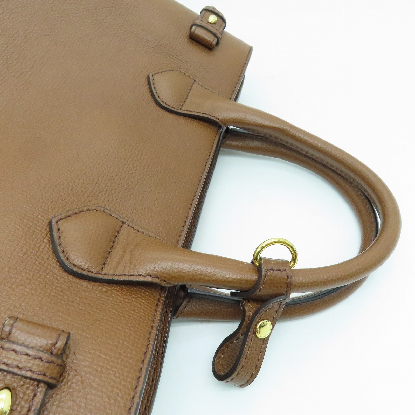 BURBERRY 牛皮皮革Mediun Banner Bag金扣手挽袋啡色