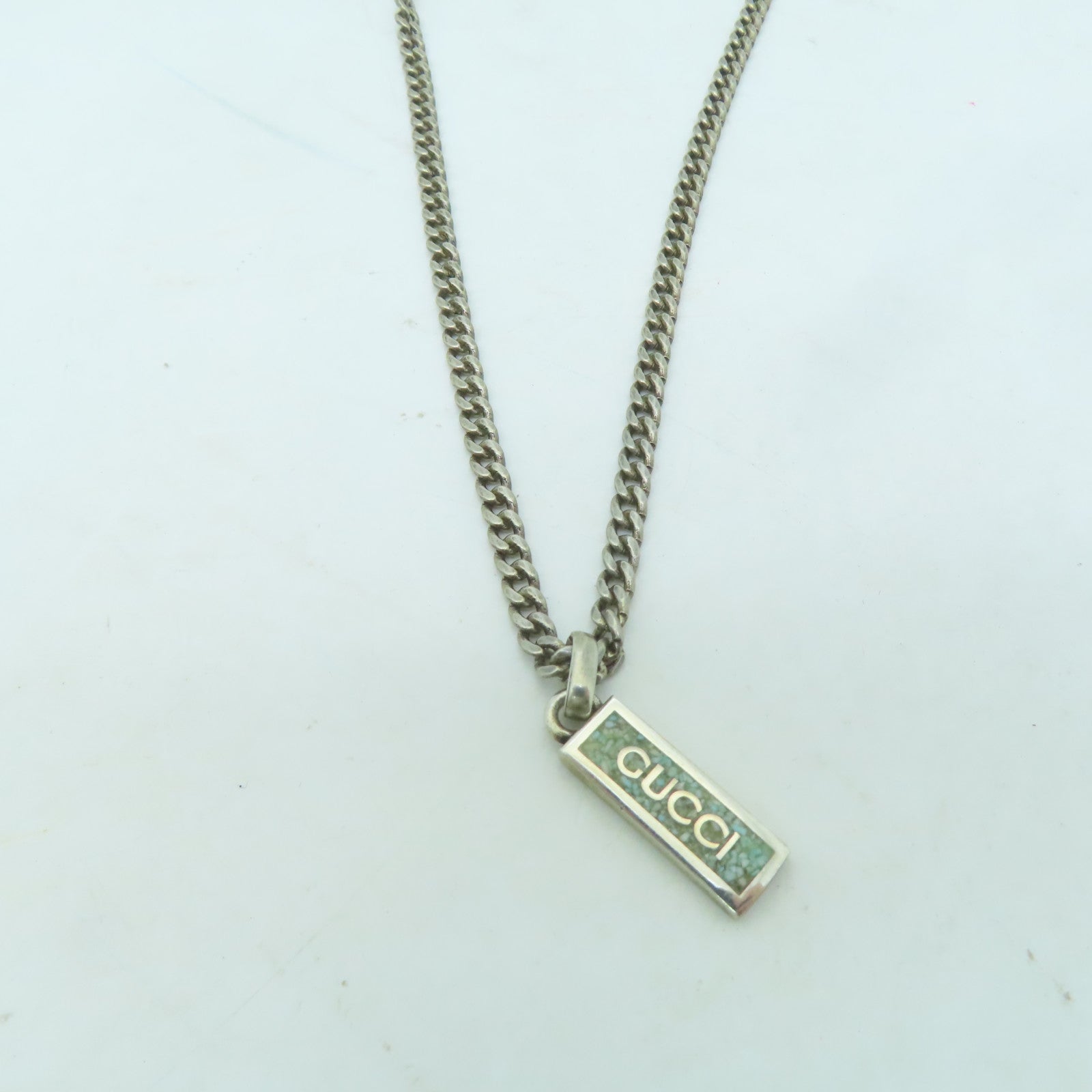 GUCCI 925純銀Necklace項鍊銀色/綠色/藍色