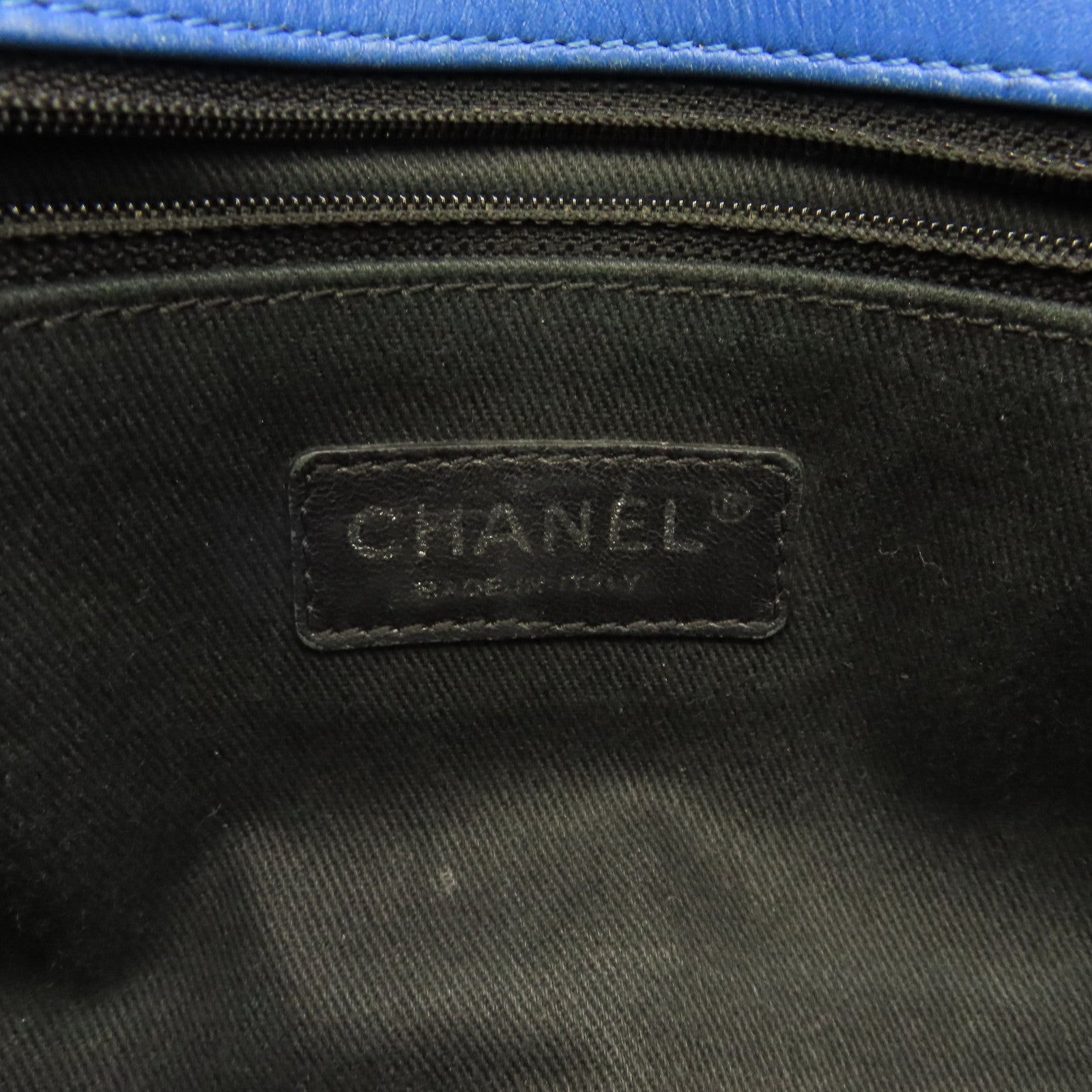 CHANEL 菱格漆皮皮革Chain Shoulder Bag銀扣鏈帶肩背袋藍色