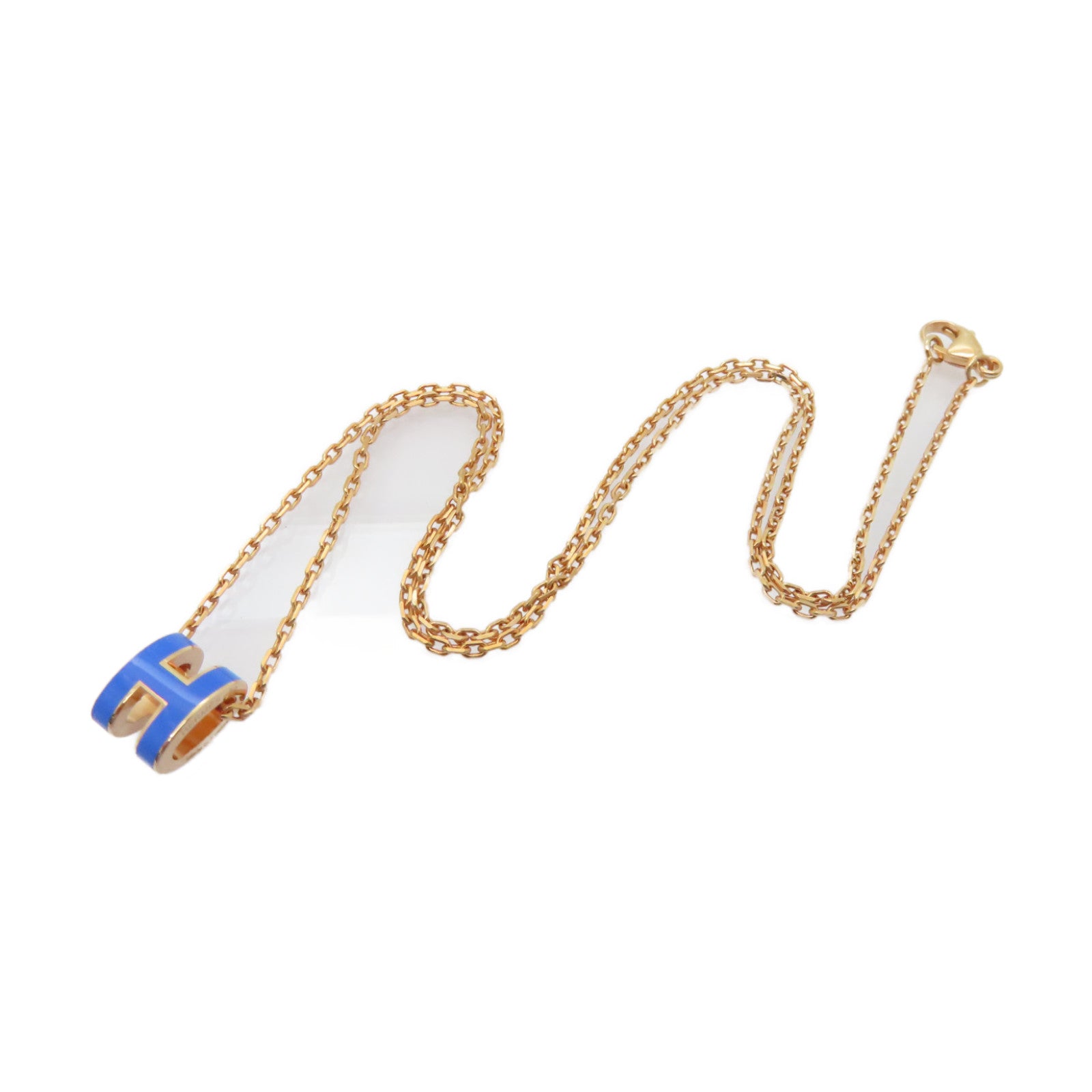 HERMES 金屬Mini Pop H Necklace項鍊藍色/金色