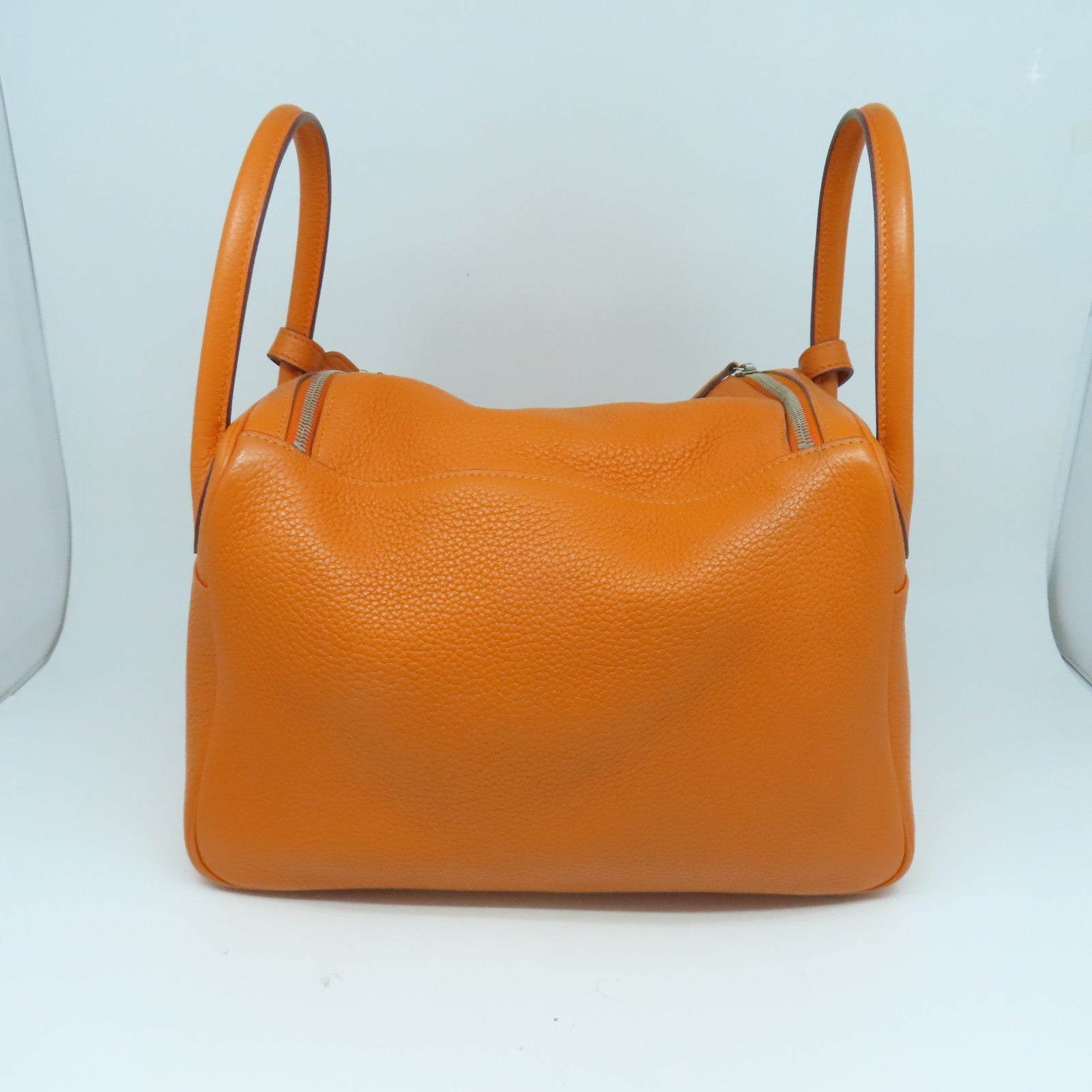HERMES 【激減優惠】Clemence皮革Lindy 30銀扣手挽肩背兩用袋橙色