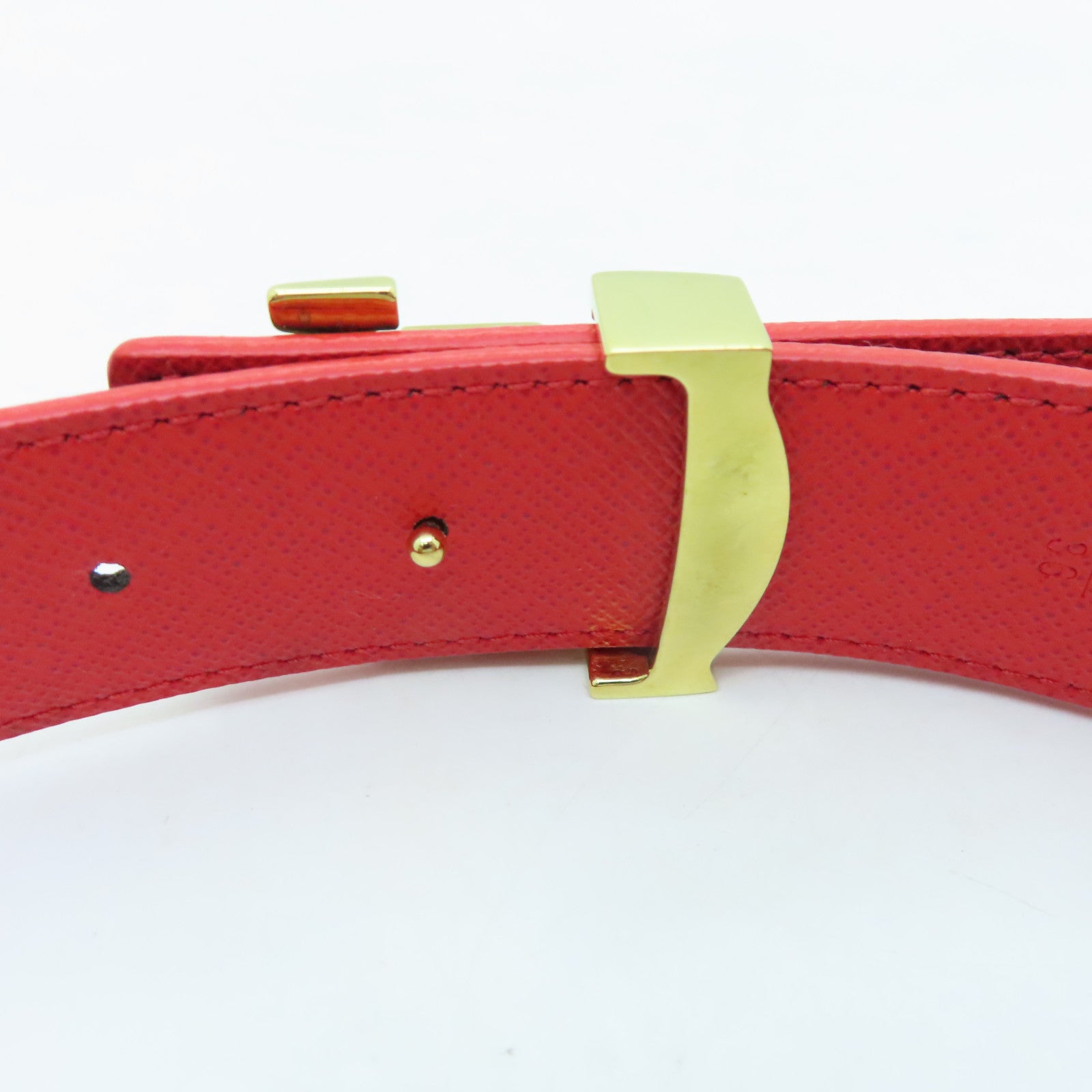 LOUIS VUITTON Monogram Belt 90cm金扣皮帶啡色/紅色