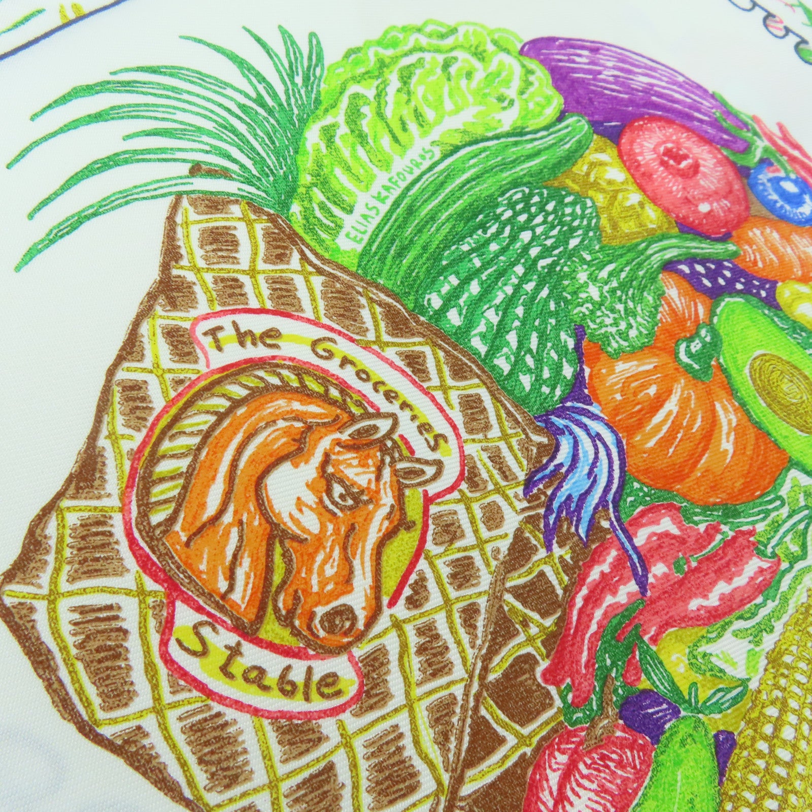 HERMES 絲質Scarf 90x90絲巾白色/彩色