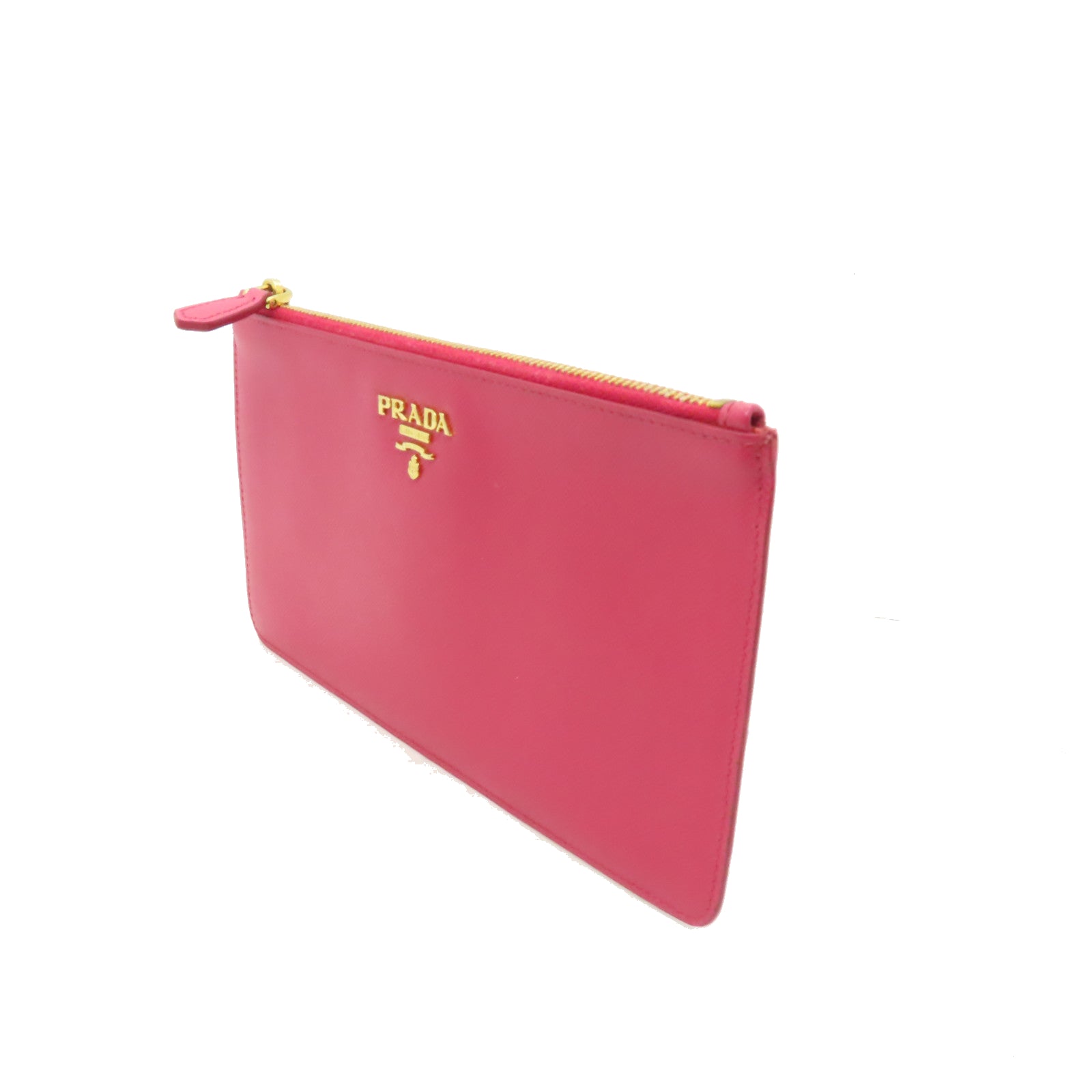 PRADA 牛皮皮革Pouch金扣手拿包粉紅色