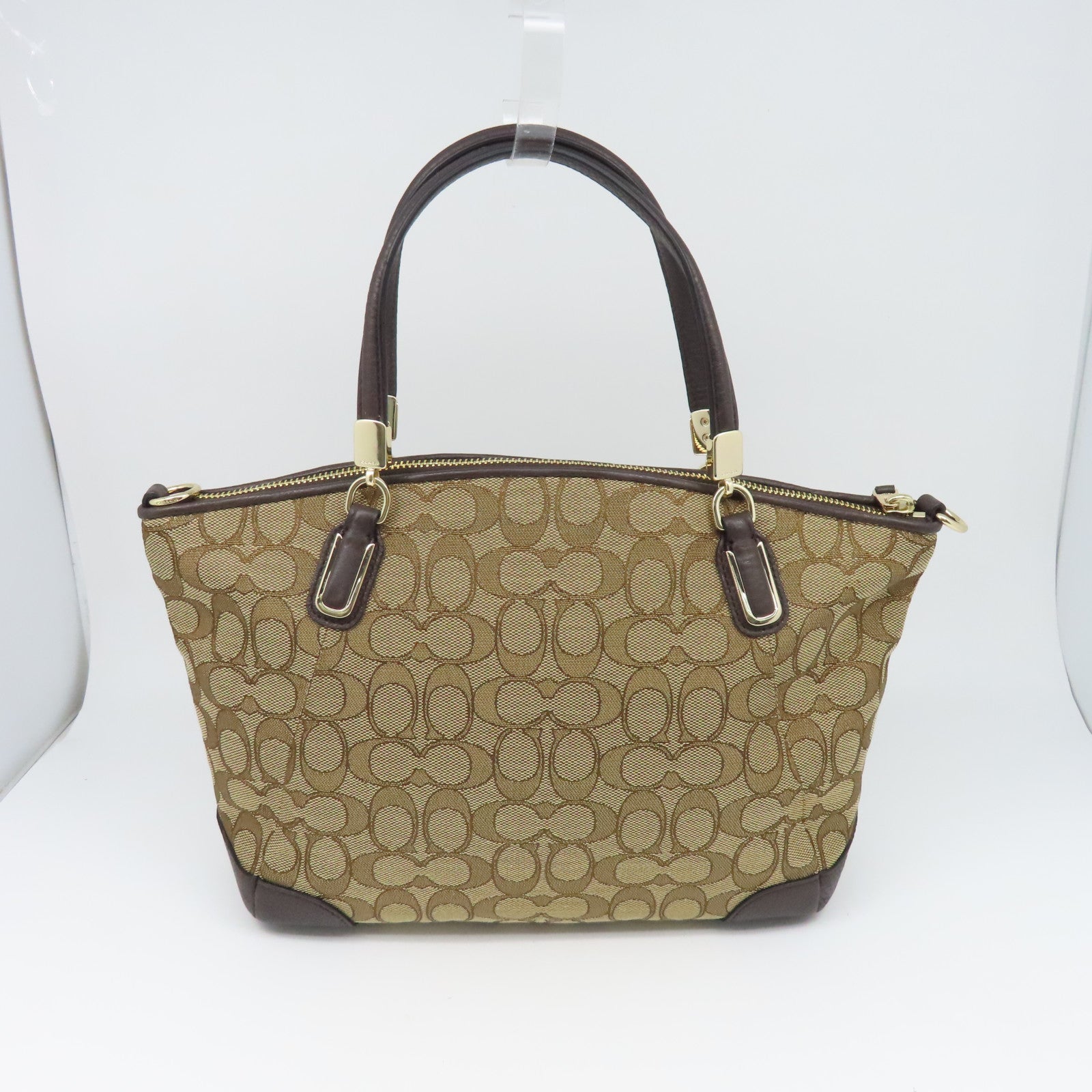 COACH 帆布2way Shoulder Bag金扣手挽肩背兩用袋啡色
