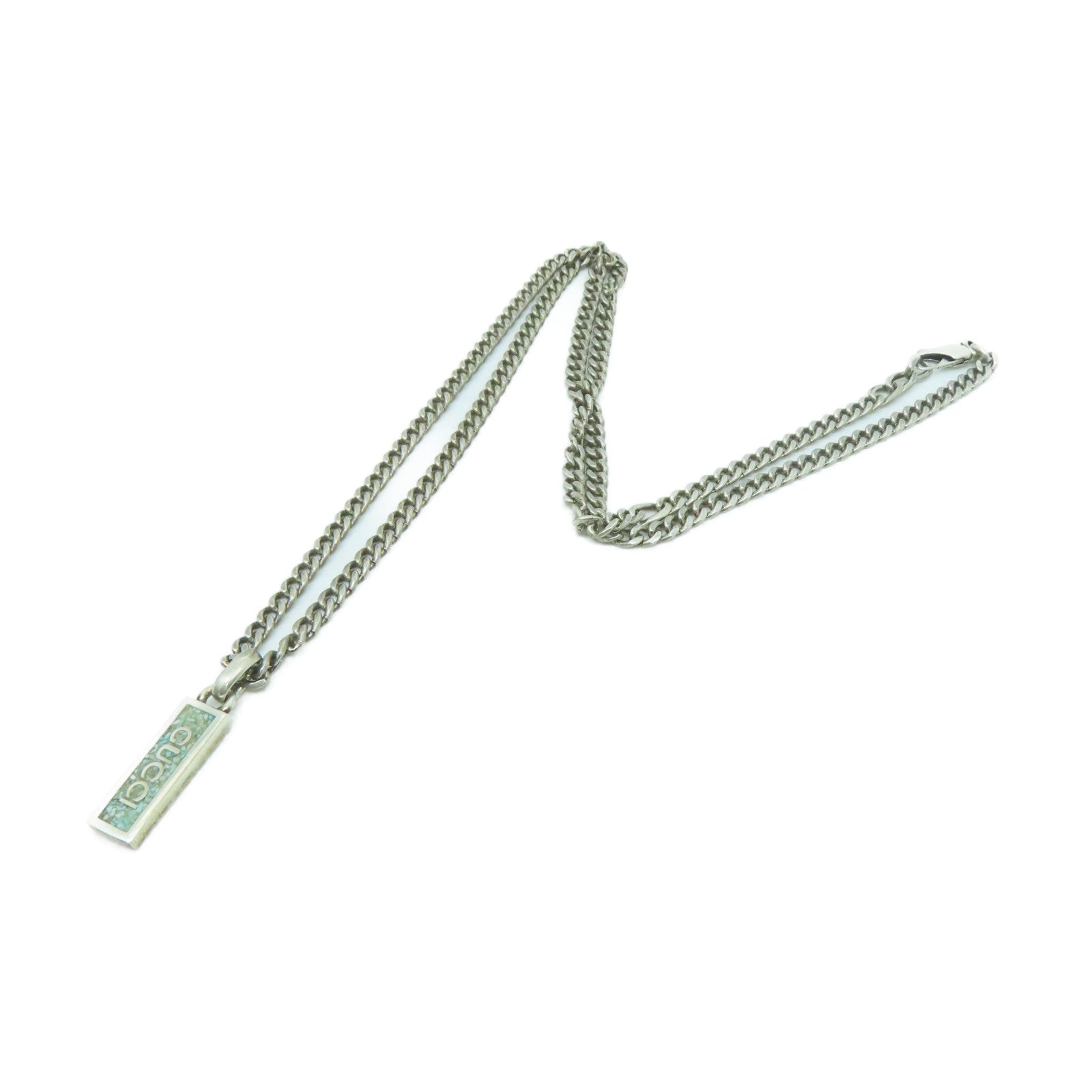 GUCCI 925純銀Necklace項鍊銀色/綠色/藍色