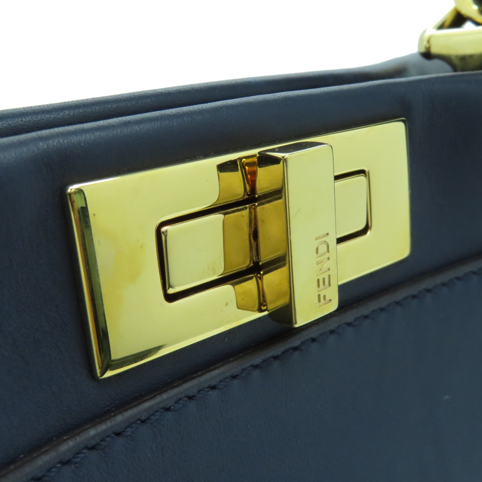 FENDI 【激減優惠】牛皮皮革Peekaboo手挽肩背兩用袋藍色