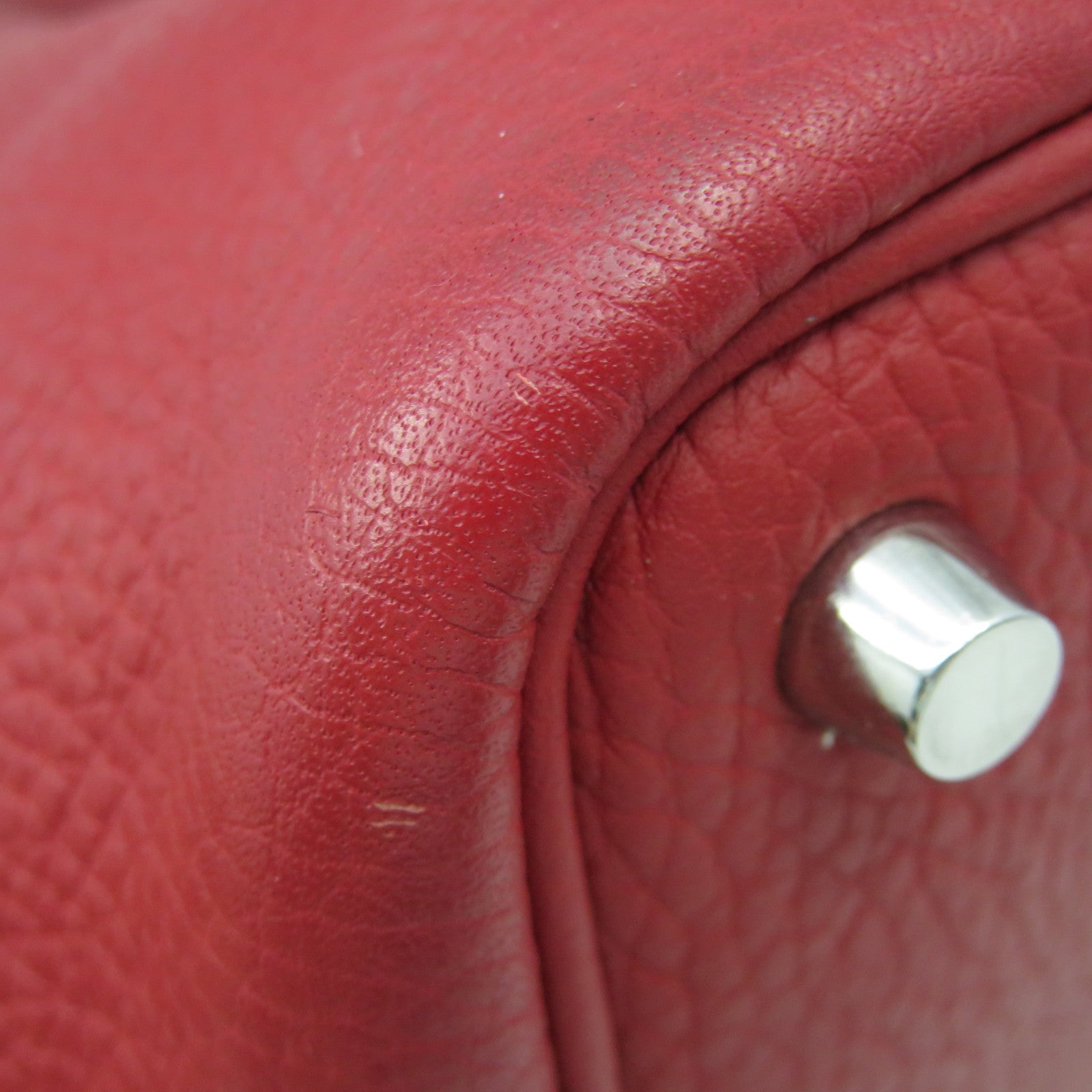 HERMES 【激減優惠】Clemence皮革Picotin PM Hand Bag銀扣手挽袋Rouge Garance色/紅色