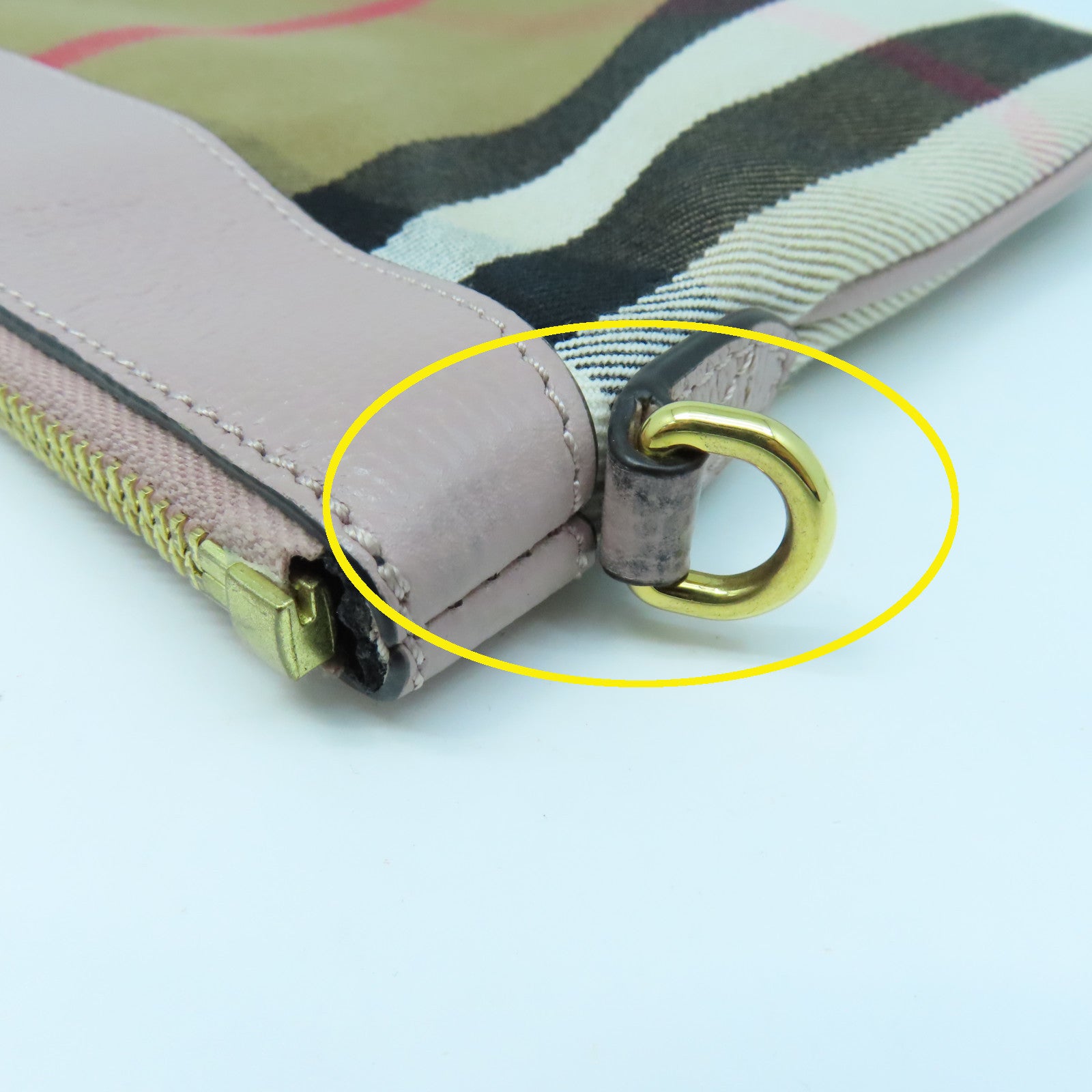 BURBERRY 帆布/牛皮皮革Shoulder Bag金扣肩背袋啡色/粉紅色