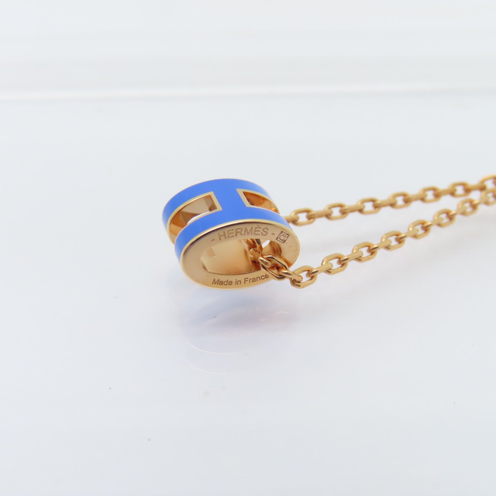 HERMES 金屬Mini Pop H Necklace項鍊藍色/金色