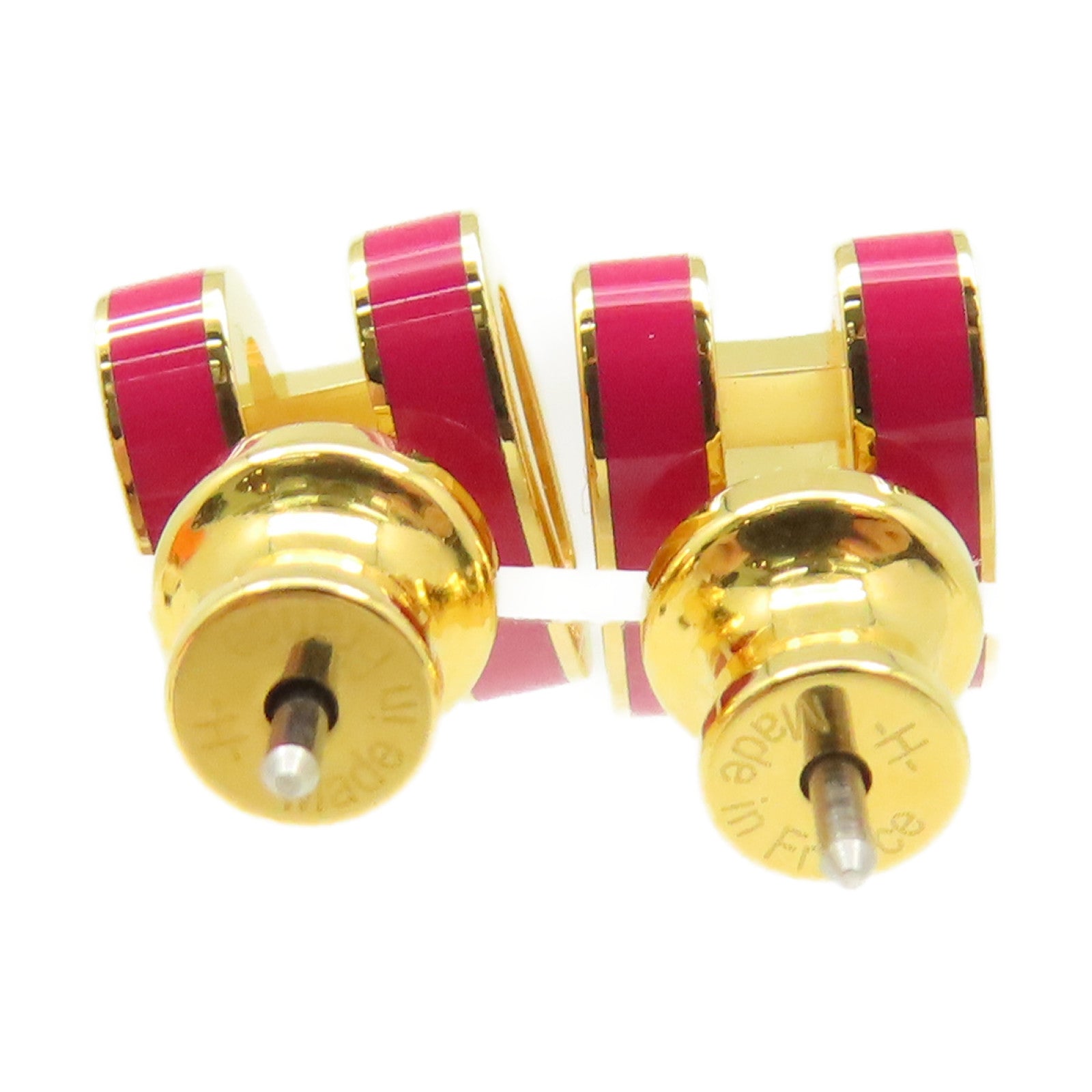 HERMES 金屬/琺瑯Mini Pop H Earrings耳環Rose Extreme玫瑰極限桃紅色