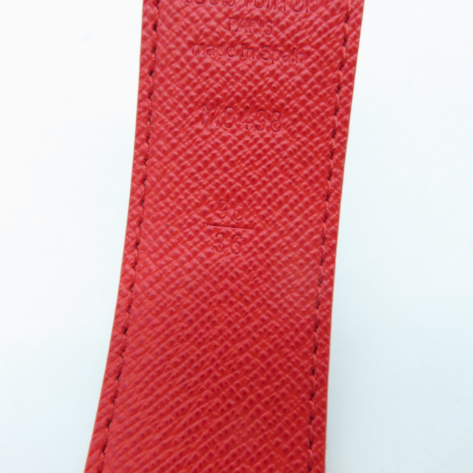 LOUIS VUITTON Monogram Belt 90cm金扣皮帶啡色/紅色