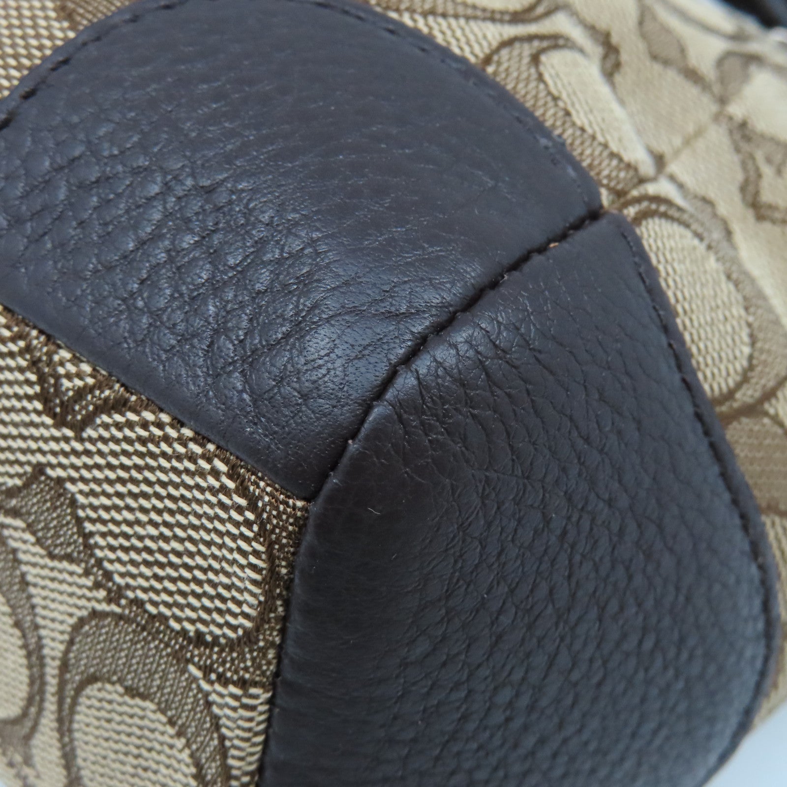 COACH 帆布2way Shoulder Bag金扣手挽肩背兩用袋啡色