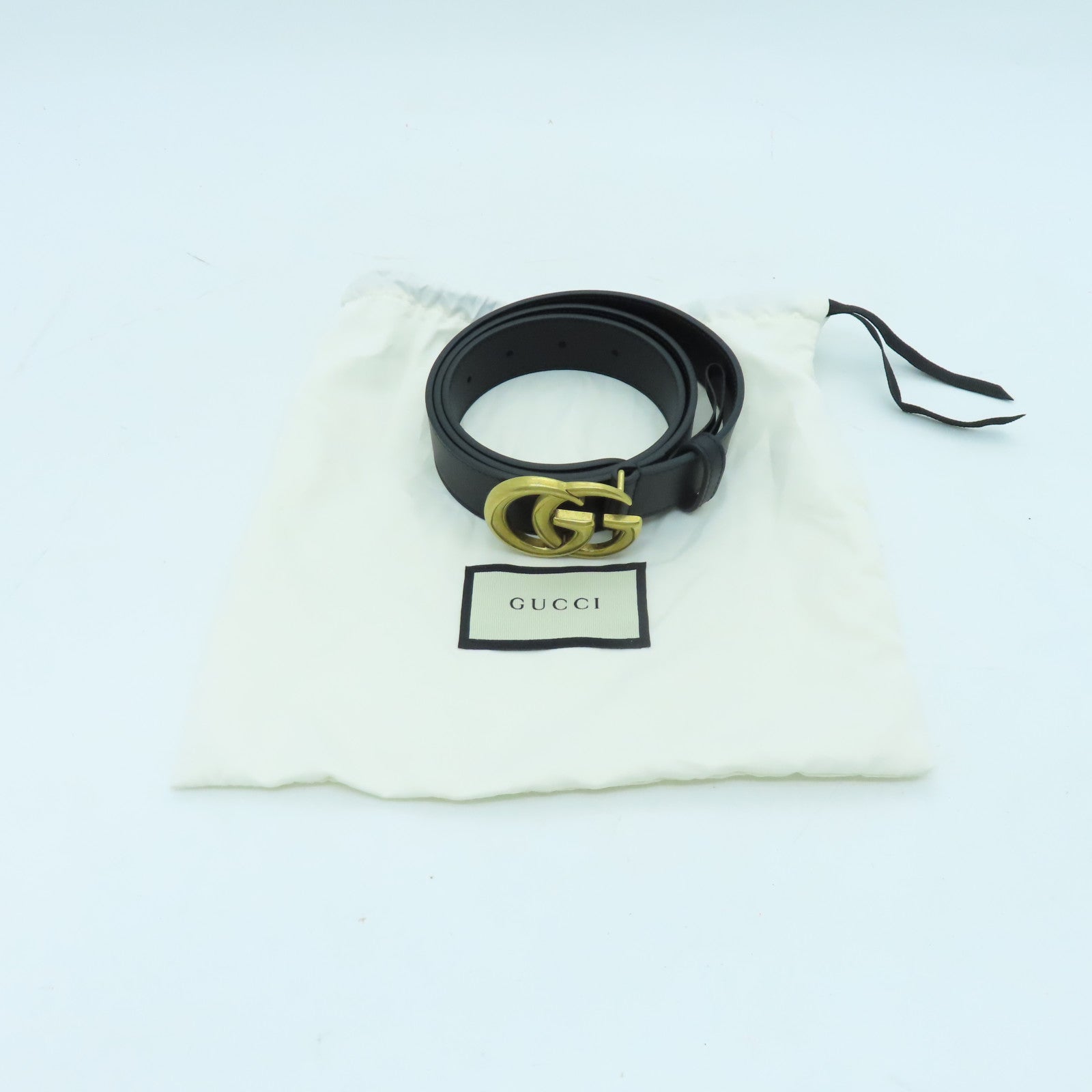 GUCCI 牛皮皮革Belt 90cm金扣皮帶黑色