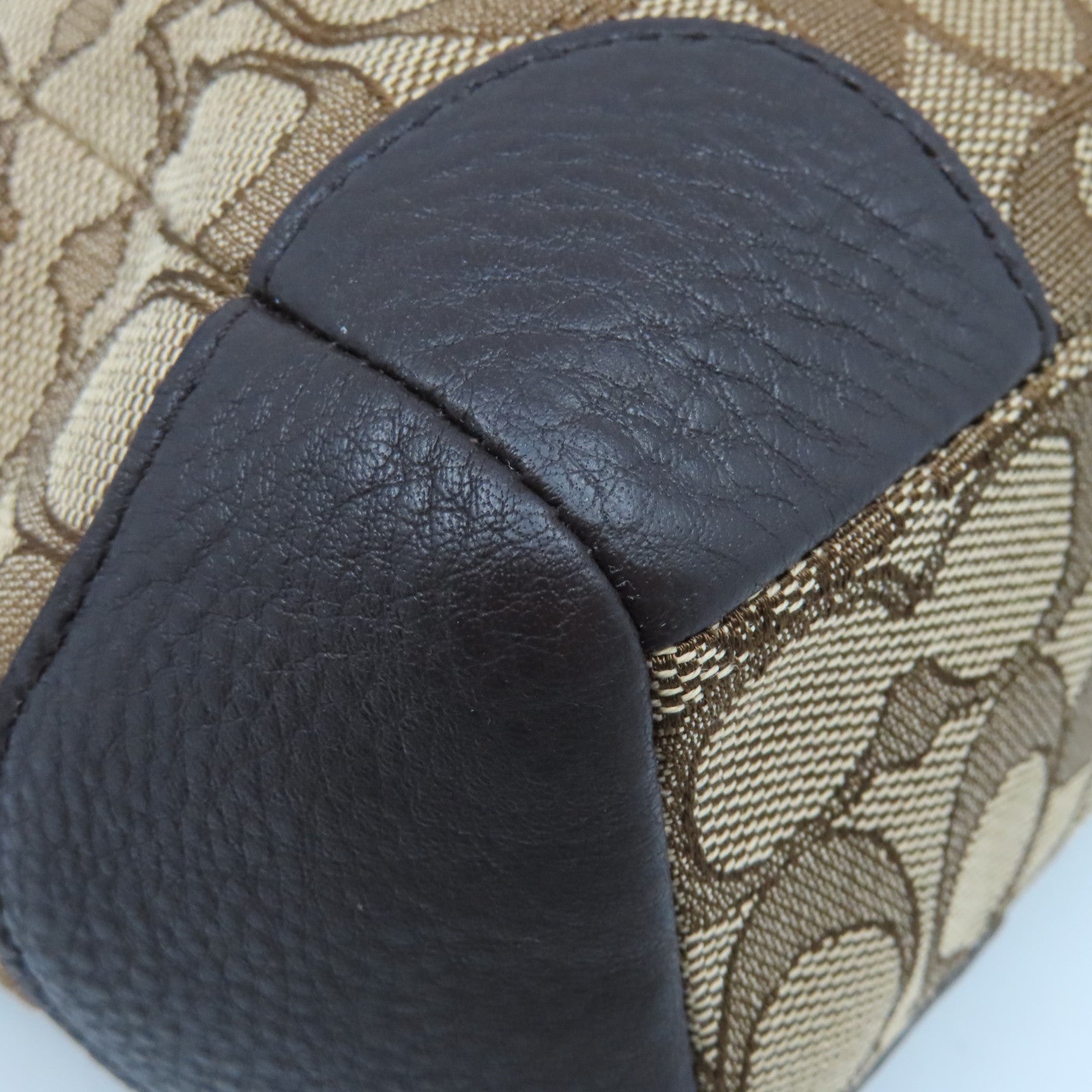 COACH 帆布2way Shoulder Bag金扣手挽肩背兩用袋啡色