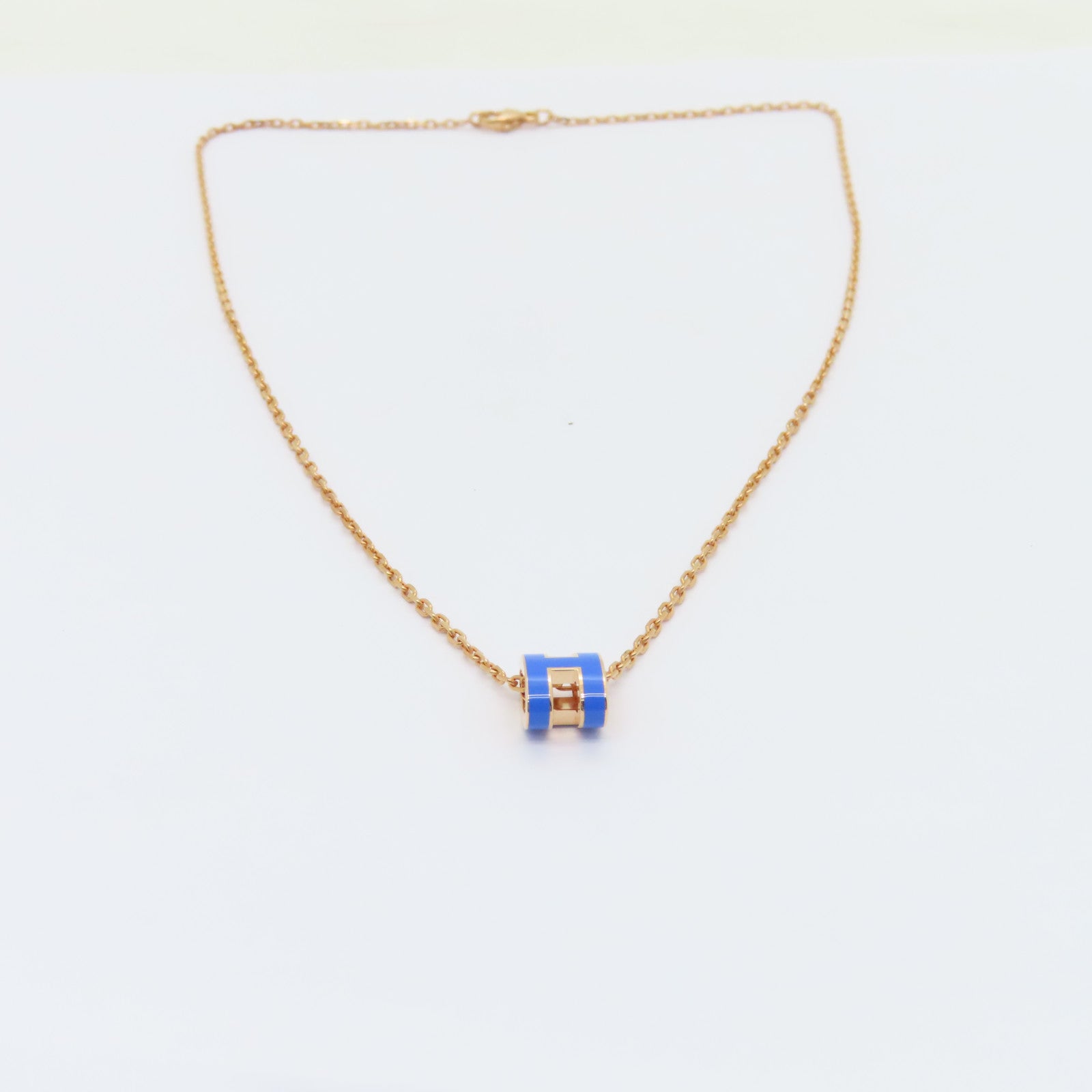 HERMES 金屬Mini Pop H Necklace項鍊藍色/金色