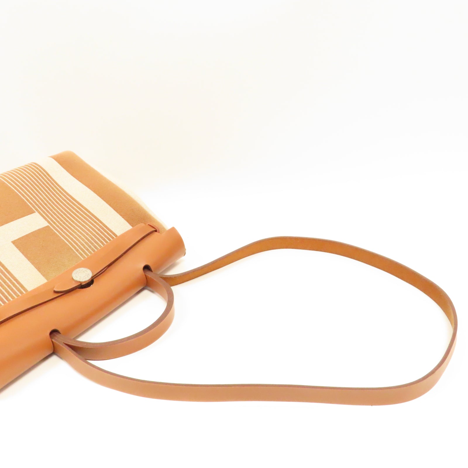 HERMES 帆布Herbag PM銀扣手挽肩背兩用袋Gold經典駝色/米色