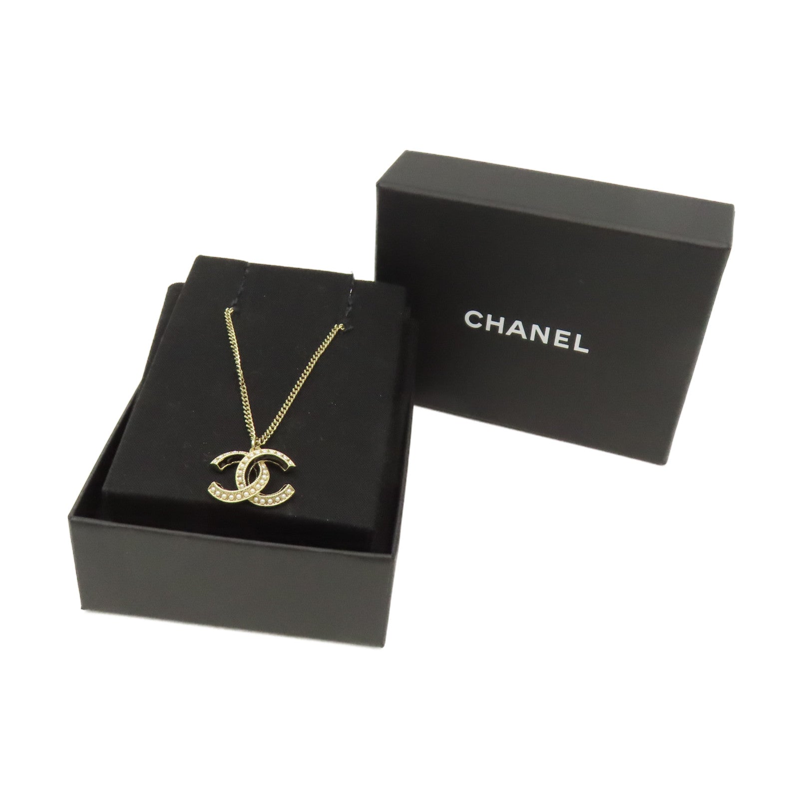 CHANEL 金屬/仿珍珠CC Necklace項鏈金色