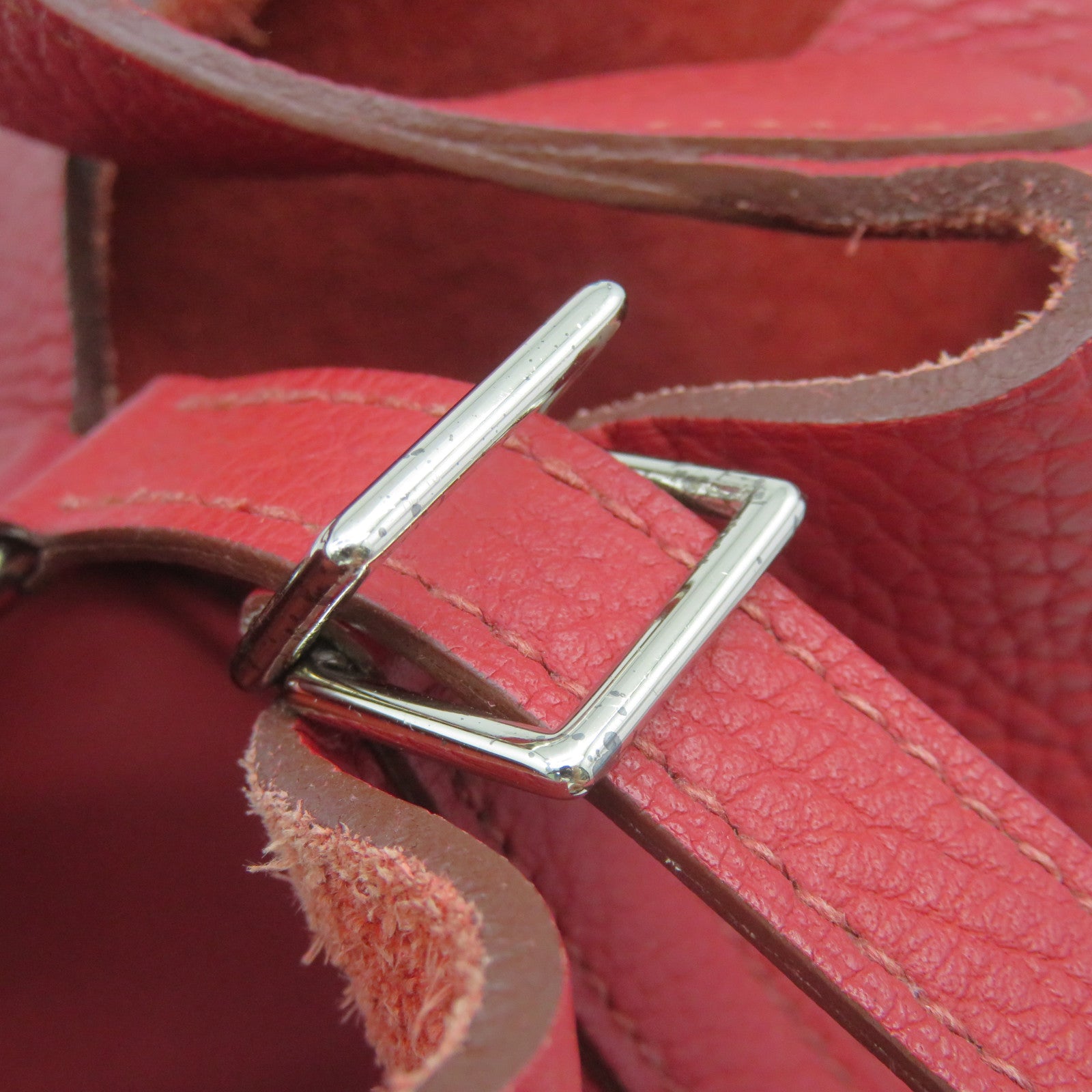 HERMES 【激減優惠】Clemence皮革Picotin PM Hand Bag銀扣手挽袋Rouge Garance色/紅色