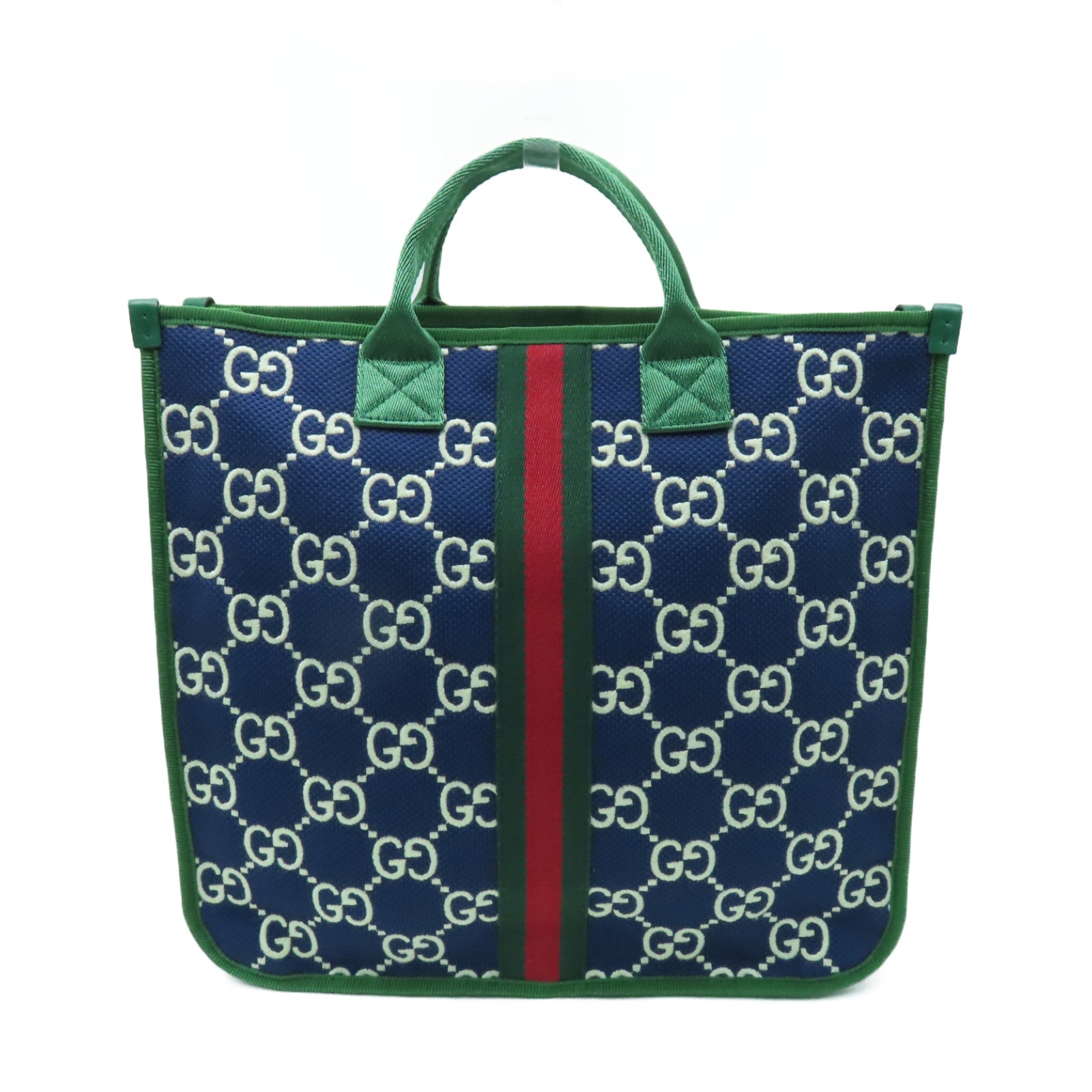 GUCCI 帆布Handbag手挽袋藍色/綠色