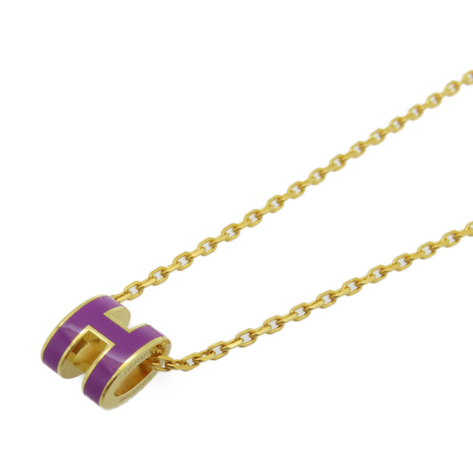 HERMES 金屬Mini Pop H Necklace項鍊紫色/金色