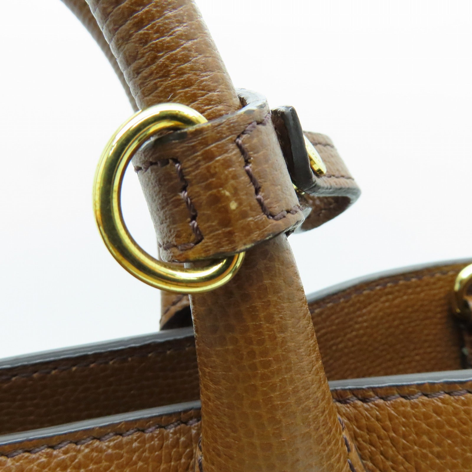 BURBERRY 牛皮皮革Mediun Banner Bag金扣手挽袋啡色