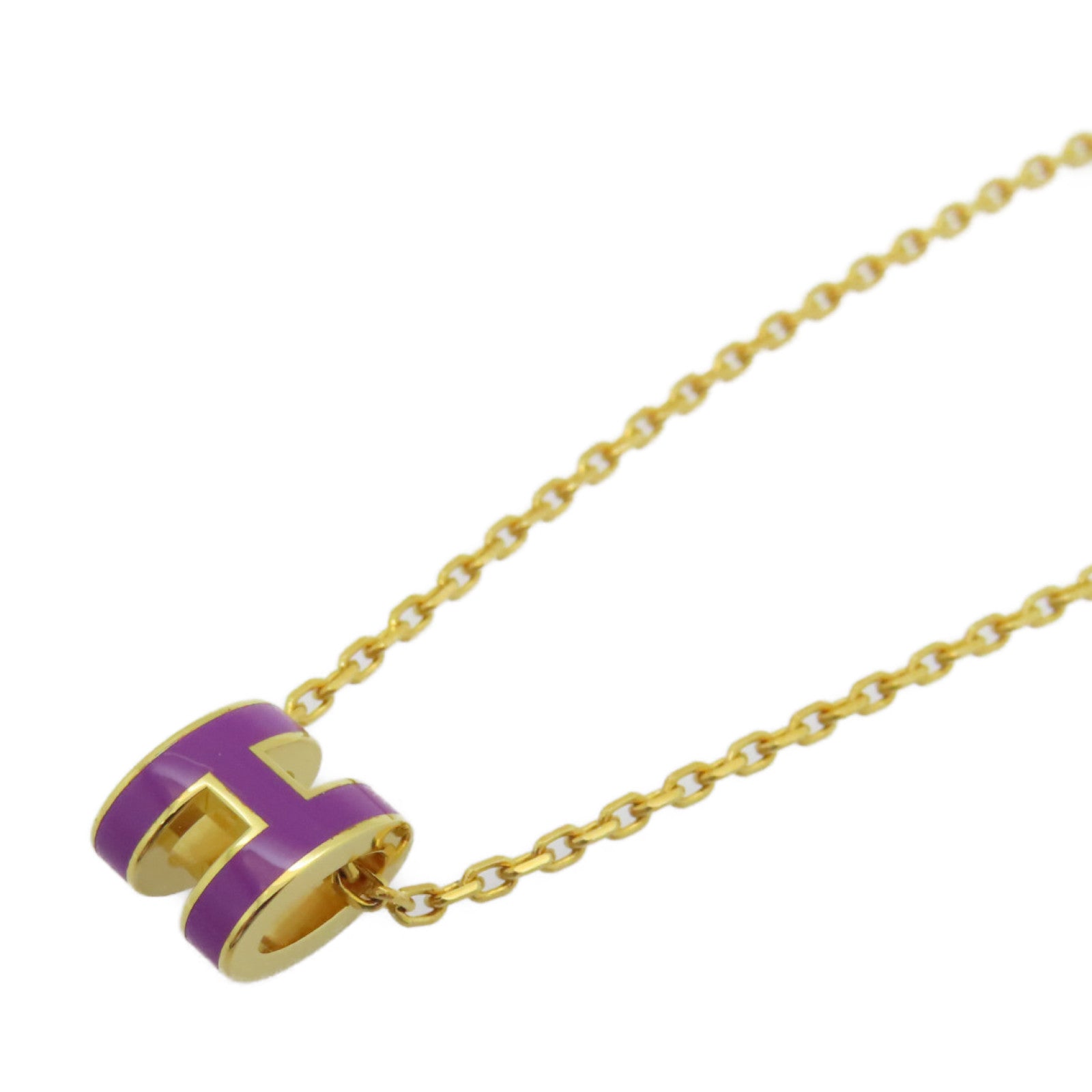 HERMES 金屬Mini Pop H Necklace項鍊紫色/金色