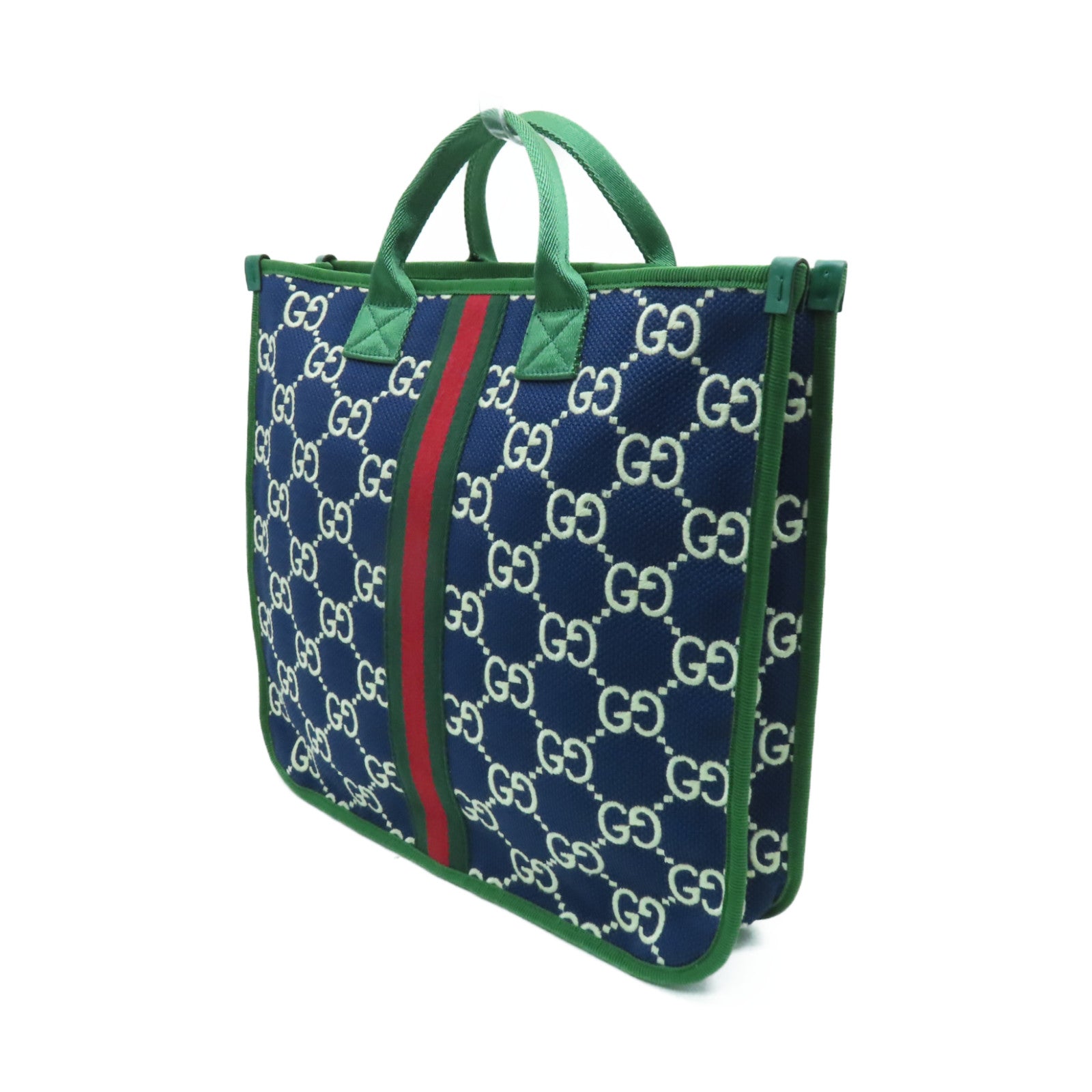 GUCCI 帆布Handbag手挽袋藍色/綠色