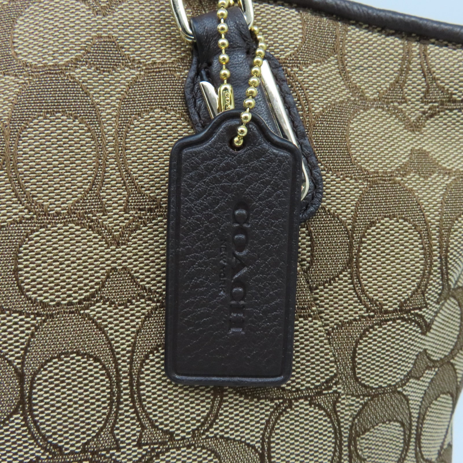 COACH 帆布2way Shoulder Bag金扣手挽肩背兩用袋啡色