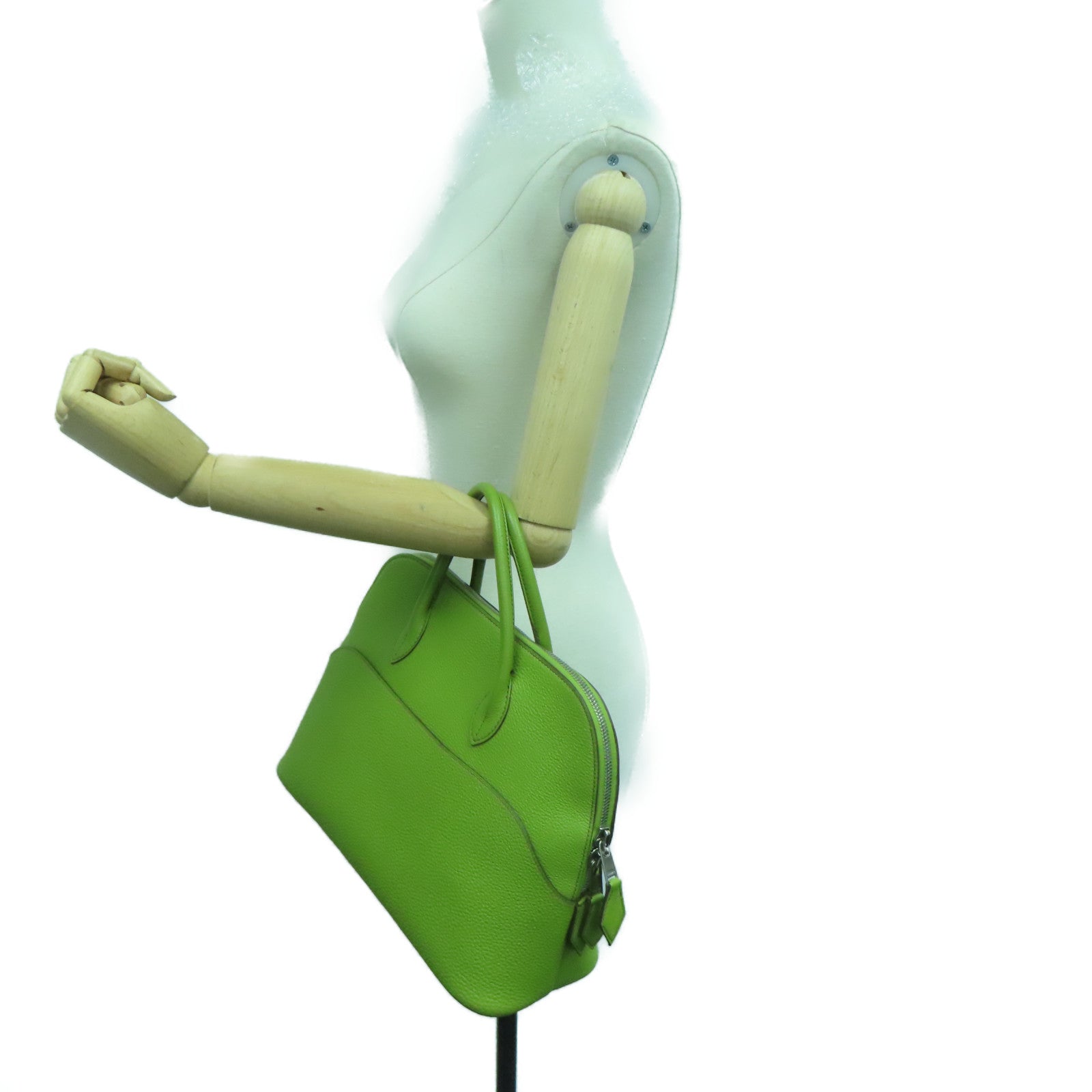 HERMES 【激减优惠】Togo皮革Bolide 1923银扣手挽肩背两用袋Anis Green/绿色