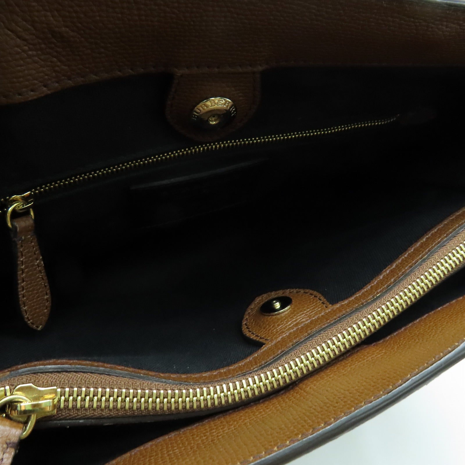 BURBERRY 牛皮皮革Mediun Banner Bag金扣手挽袋啡色