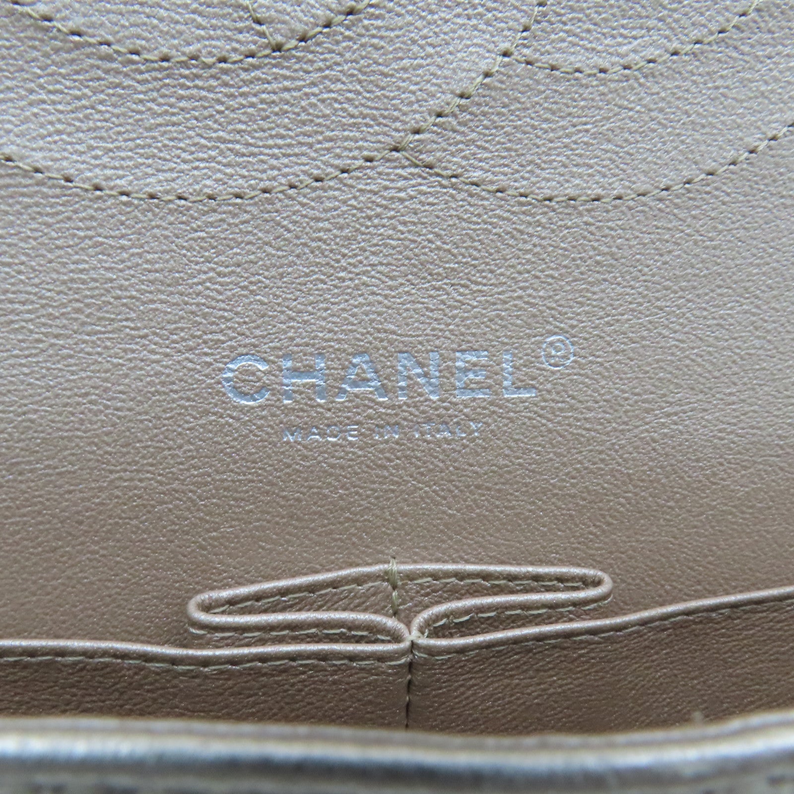 CHANEL 【激減優惠】菱格牛皮皮革Chain Shoulder Bag銀扣鏈帶肩背袋香檳色