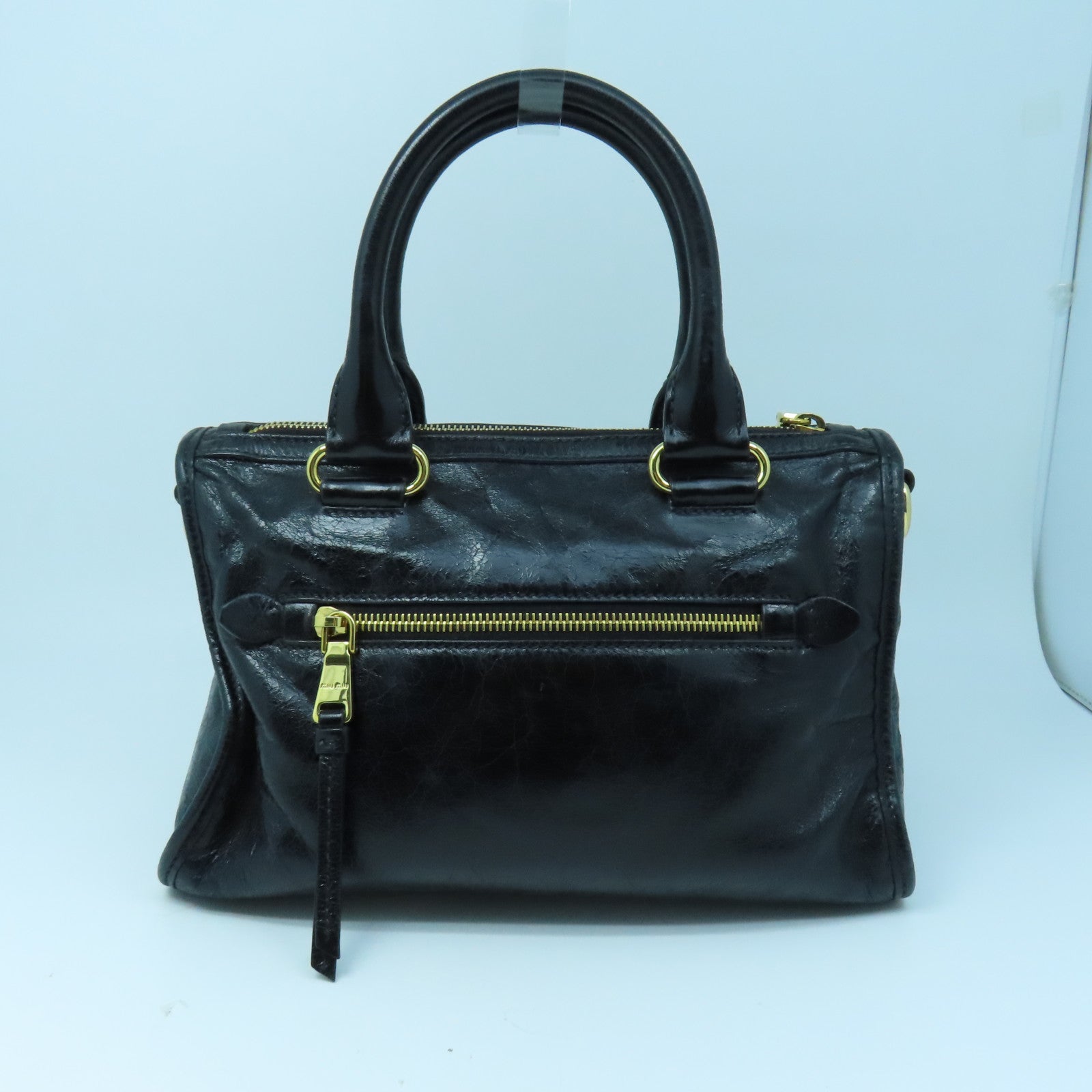 Miu Miu 牛皮皮革2 Way Shoulder金扣手挽肩背兩用袋黑色