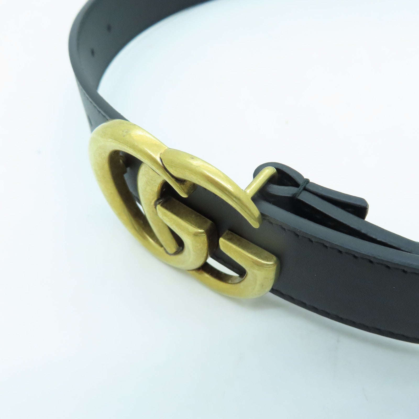 GUCCI 牛皮皮革Belt 90cm金扣皮帶黑色