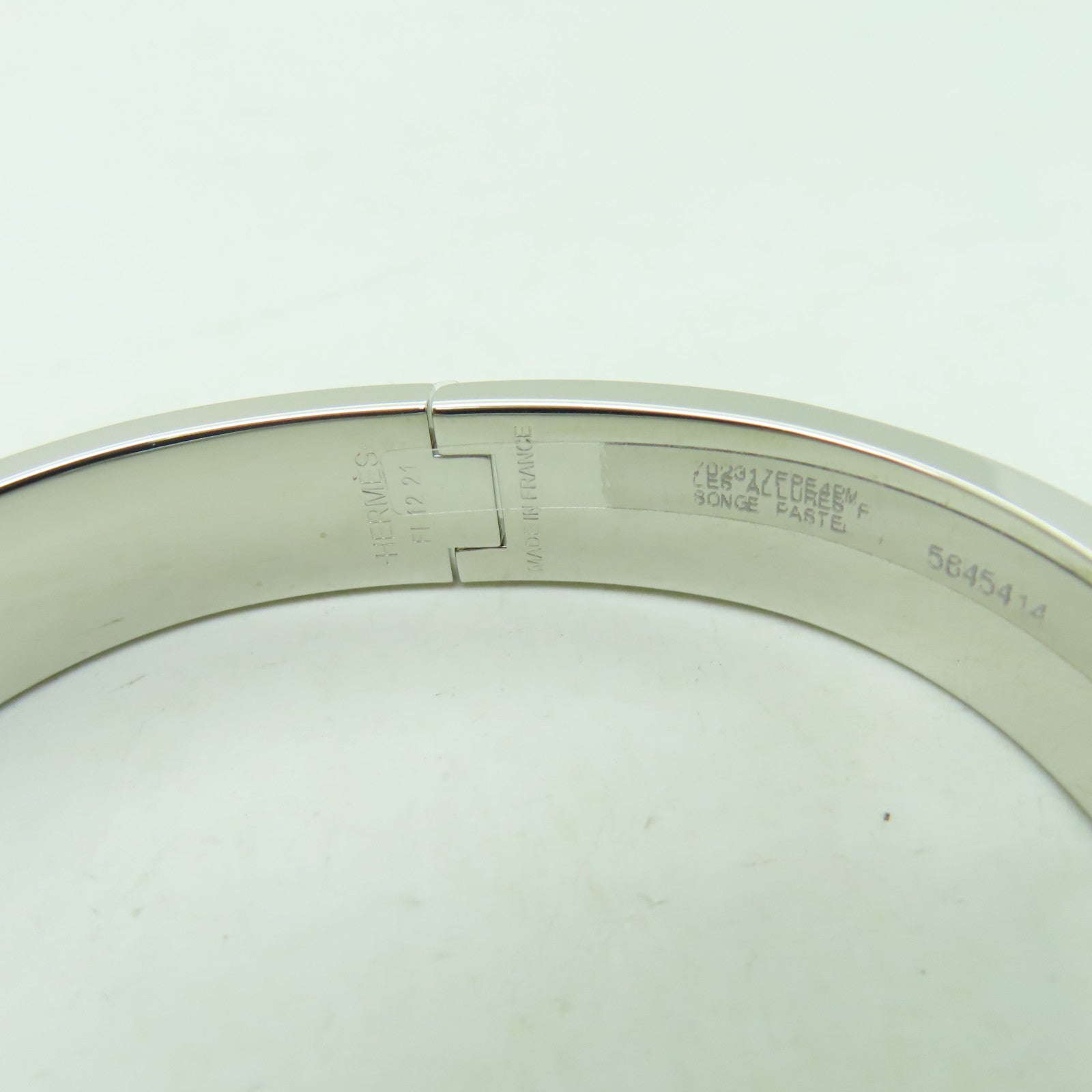 HERMES 金屬/琺瑯Clic H Bracelet銀扣手鐲淺藍色/彩色