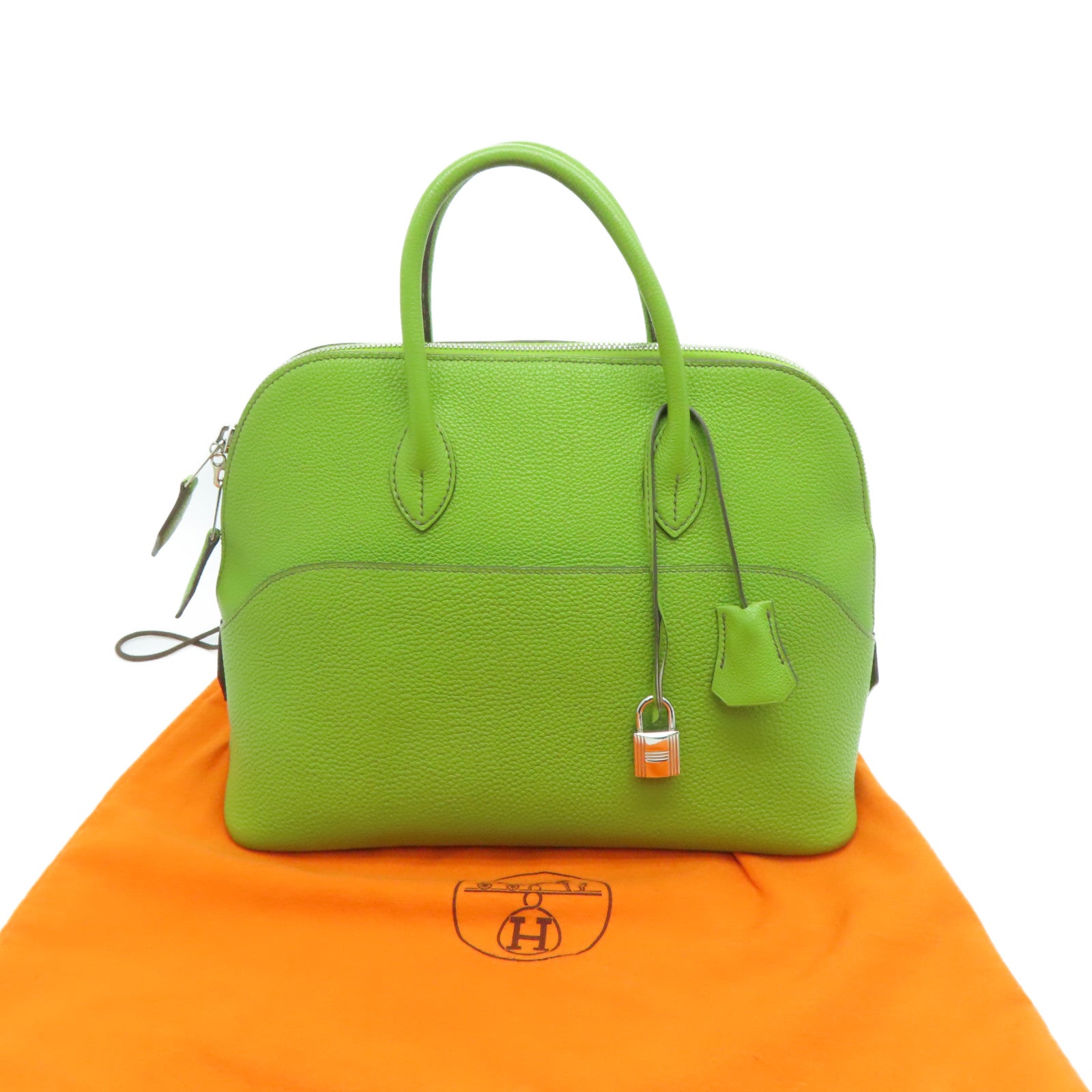 HERMES 【激减优惠】Togo皮革Bolide 1923银扣手挽肩背两用袋Anis Green/绿色