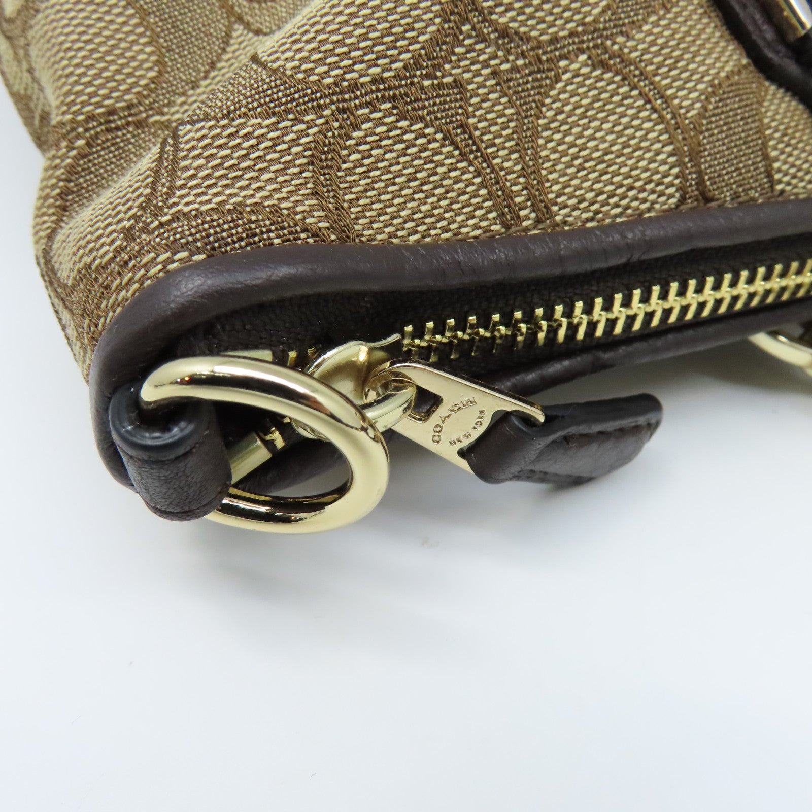 COACH 帆布2way Shoulder Bag金扣手挽肩背兩用袋啡色