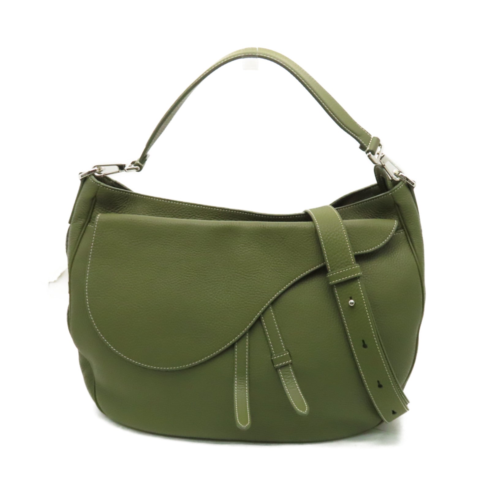 Dior 【激減優惠】牛皮皮革2way Shoulder Bag銀扣手挽肩背兩用袋卡其色