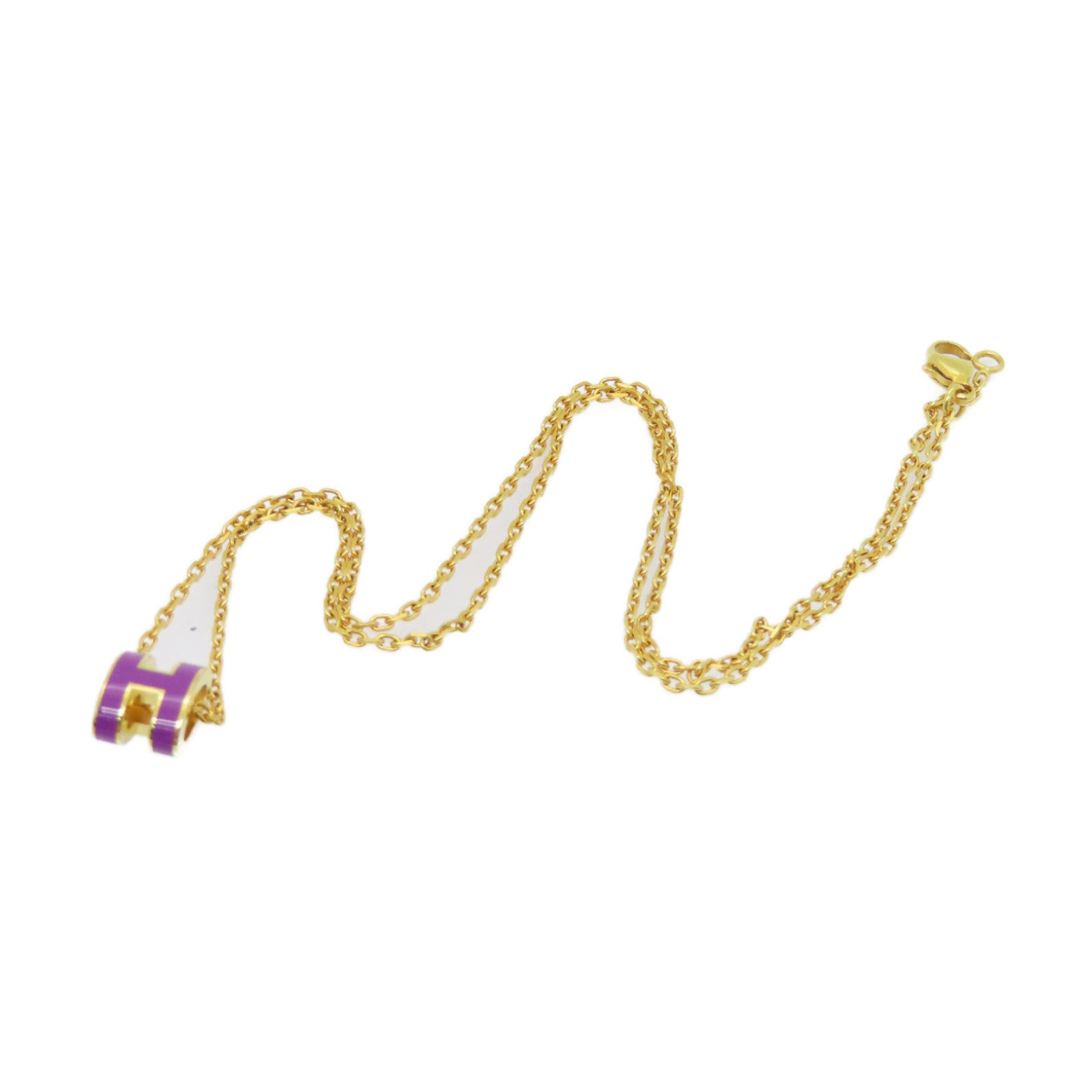 HERMES 金屬Mini Pop H Necklace項鍊紫色/金色