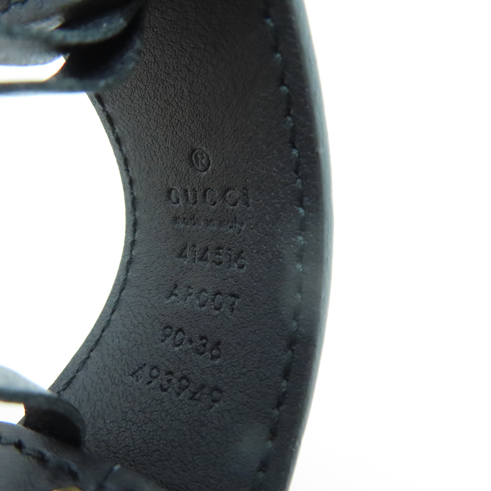 GUCCI 牛皮皮革Belt 90cm金扣皮帶黑色