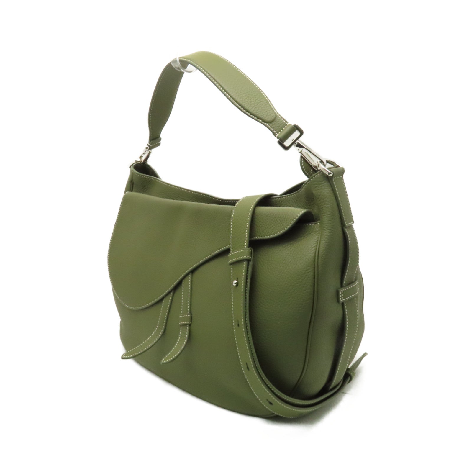 Dior 【激減優惠】牛皮皮革2way Shoulder Bag銀扣手挽肩背兩用袋卡其色