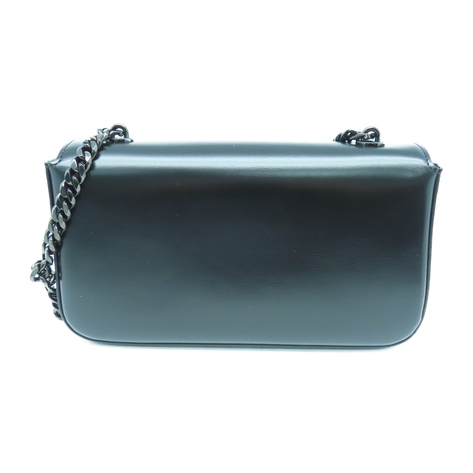 CELINE Calfskin Leather Triomphe Chain Shoulder Bag Black