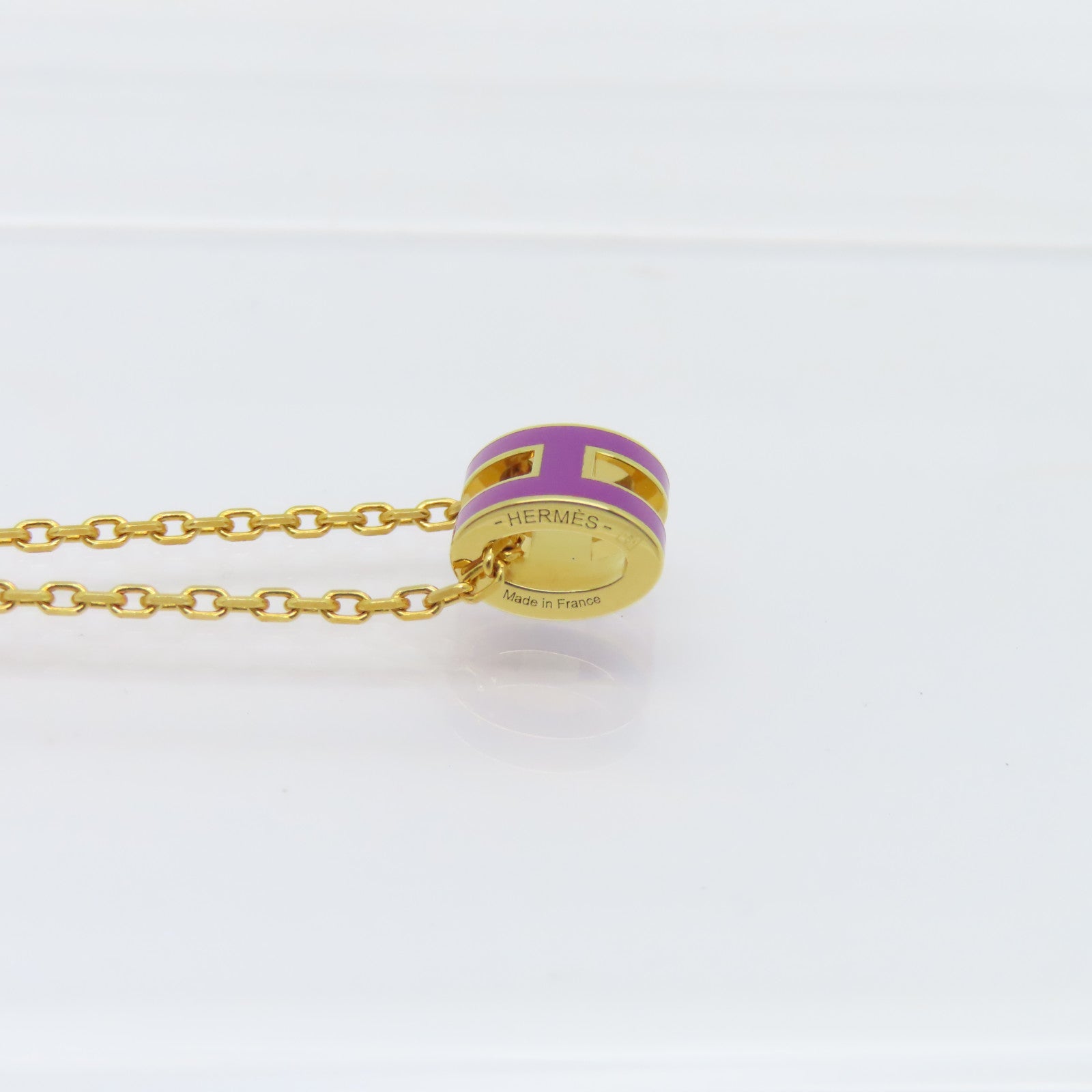 HERMES 金屬Mini Pop H Necklace項鍊紫色/金色