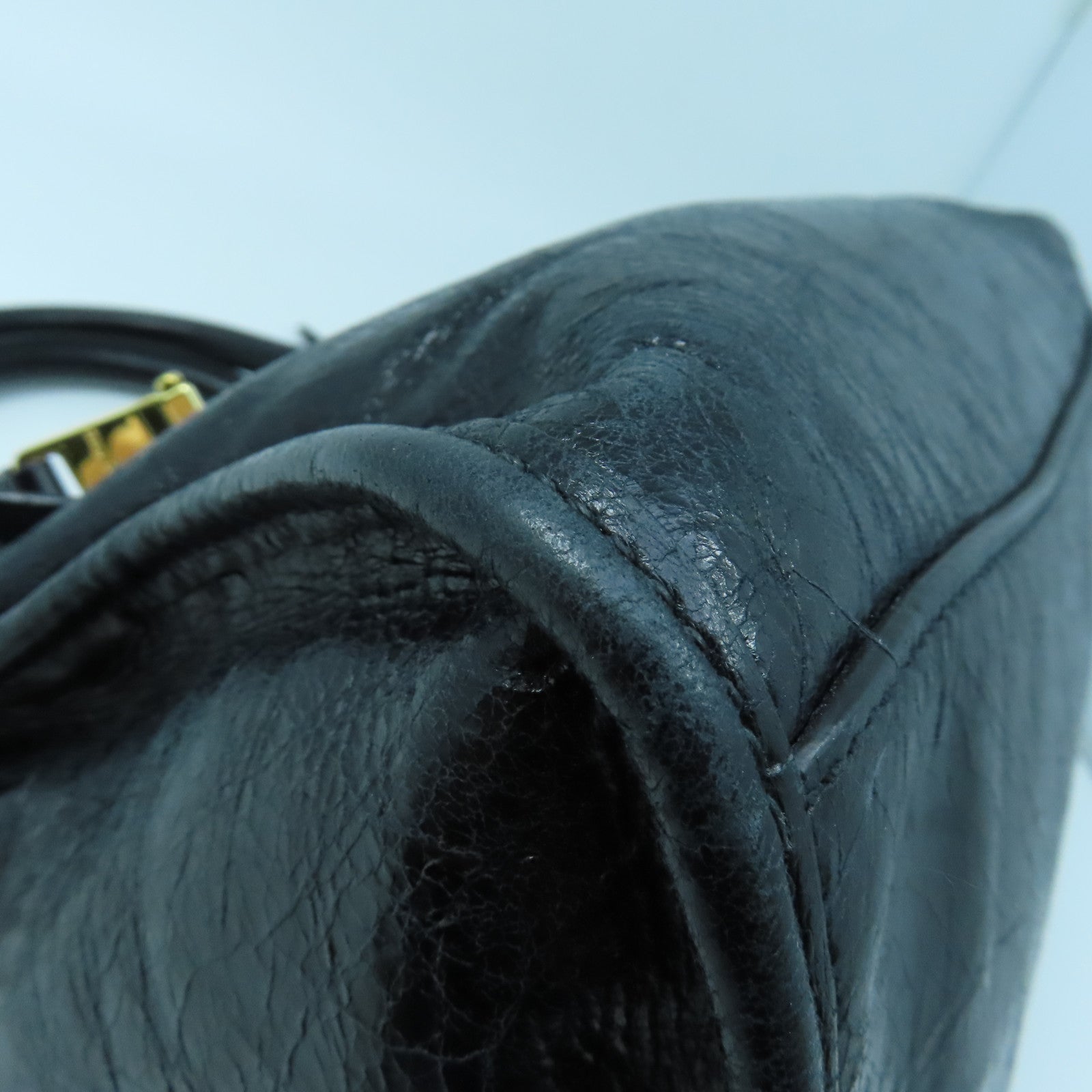 Miu Miu 牛皮皮革2 Way Shoulder金扣手挽肩背兩用袋黑色