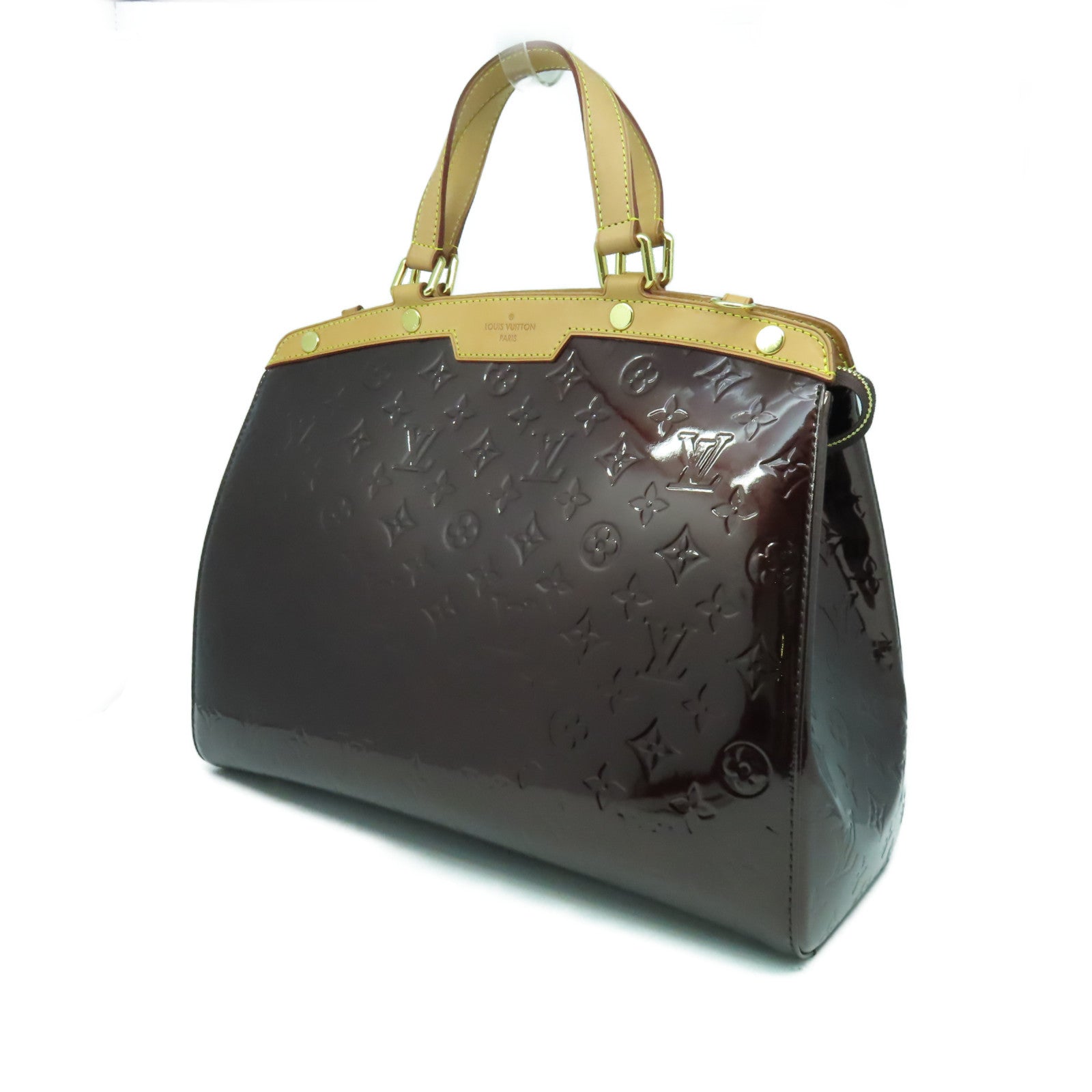 LOUIS VUITTON 【激減優惠】Monogram Vernis BREA GM金扣手挽肩背兩用袋紅酒色