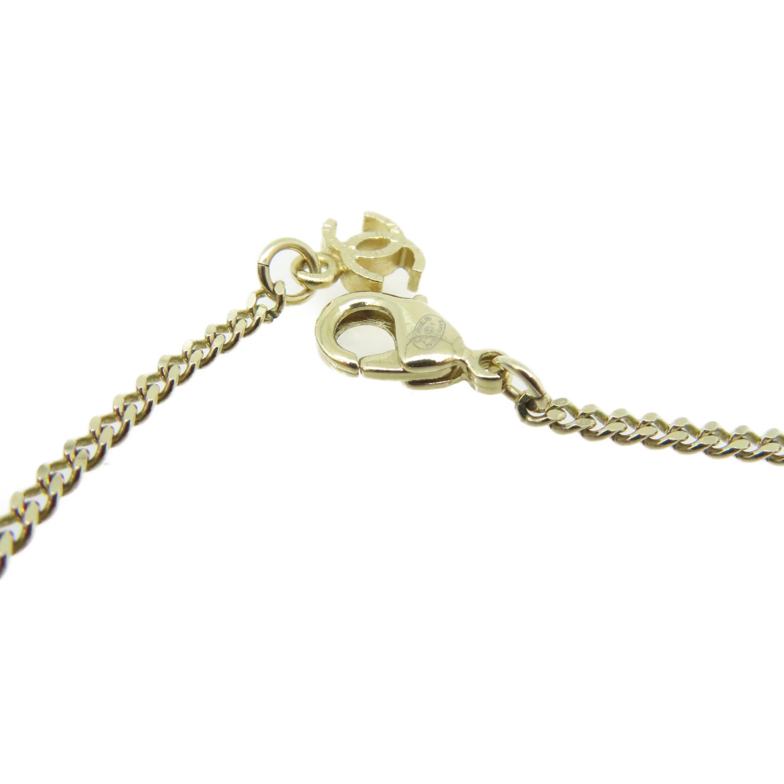 CHANEL 金屬/仿珍珠CC Necklace項鏈金色