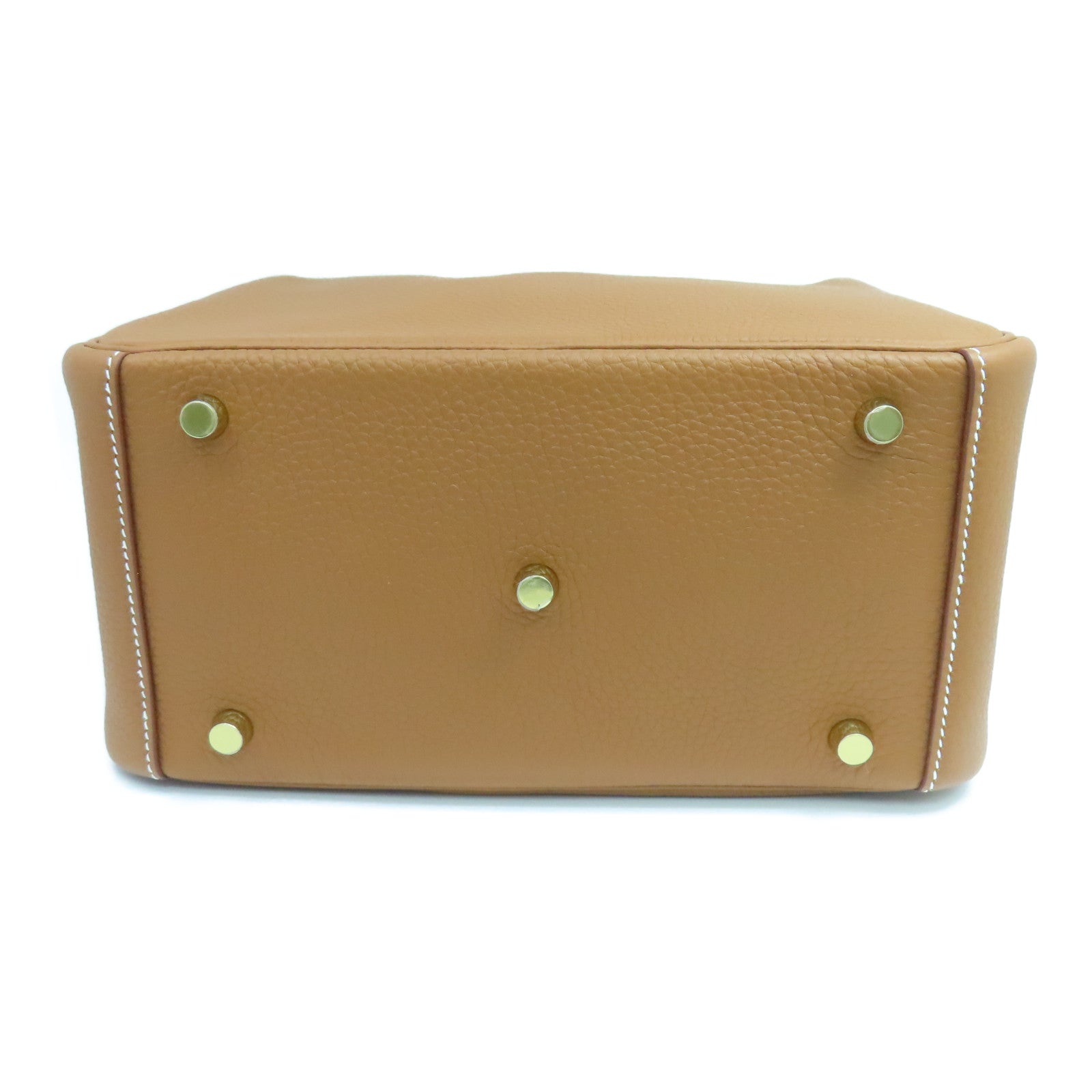 HERMES Taurillon Clemence皮革Lindy 26金扣手挽肩背兩用袋棕色
